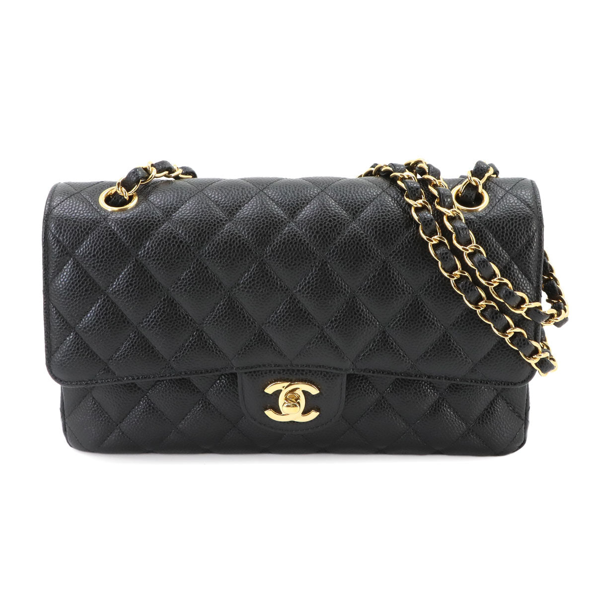 Matelasse 25 Chain Shoulder Bag Leather Black A01112