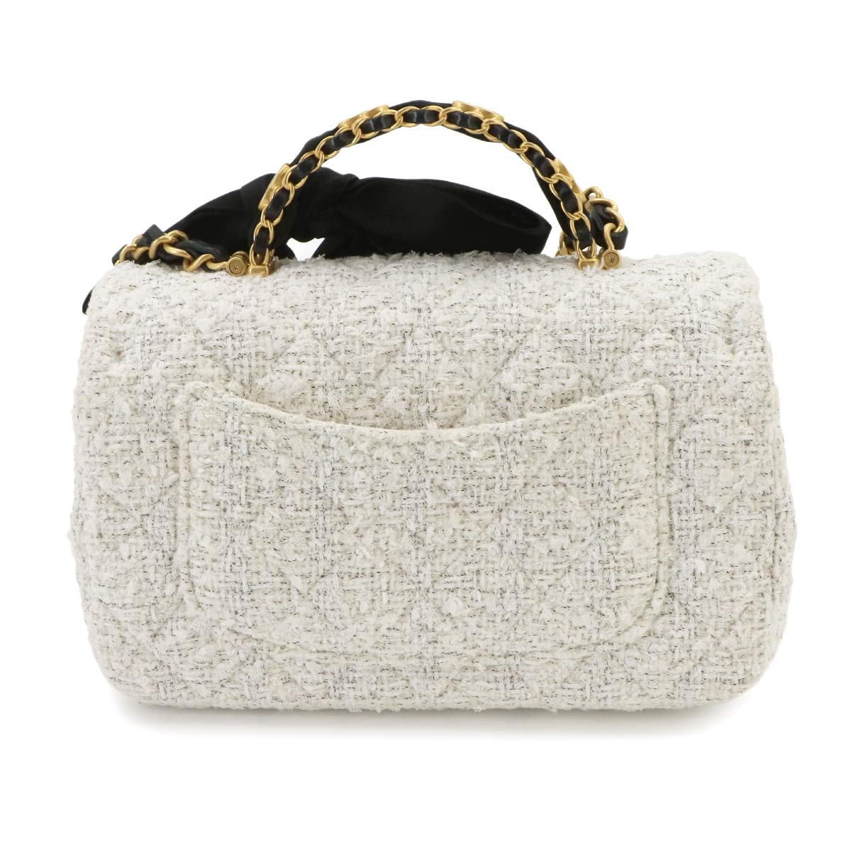 Matelasse Chain Shoulder Bag Tweed Black White