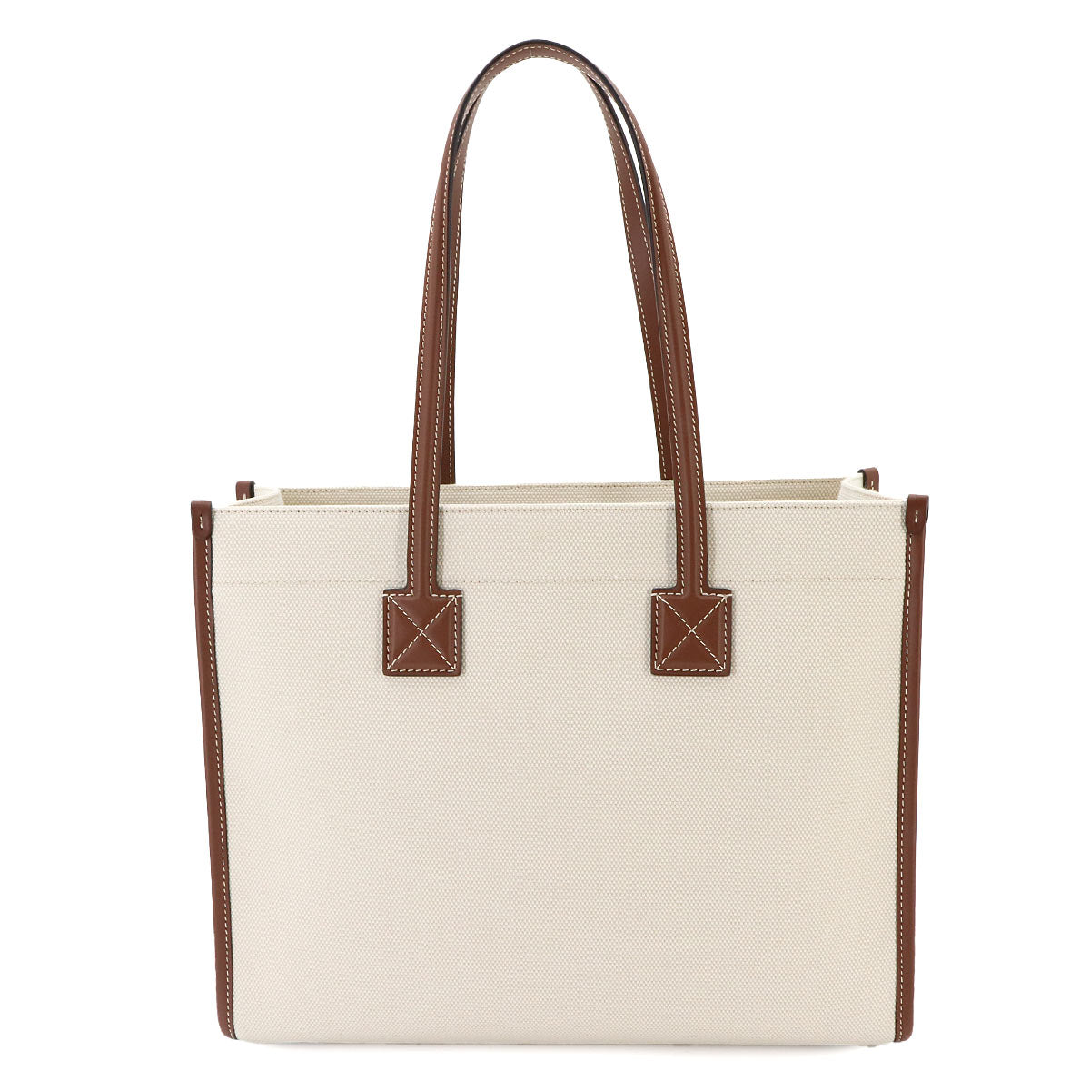 Small Freya Two Tone Tote Bag Canvas Leather Natural Tan