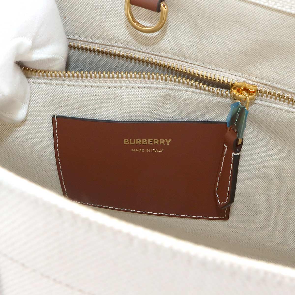 Small Freya Two Tone Tote Bag Canvas Leather Natural Tan