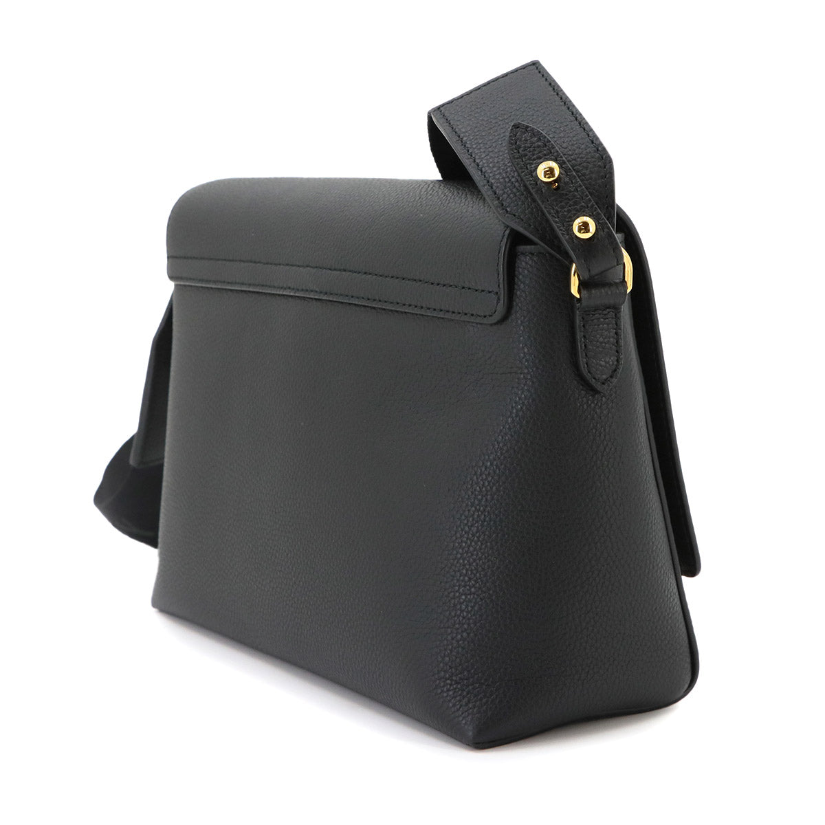 Vintage Check Note Shoulder Bag Leather Canvas Black 8110635