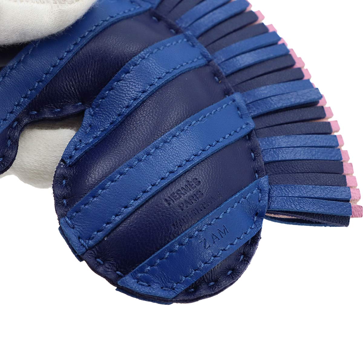 Geegee Savannah Zebra Bag Charm Agneau Milo Bleu Saphir