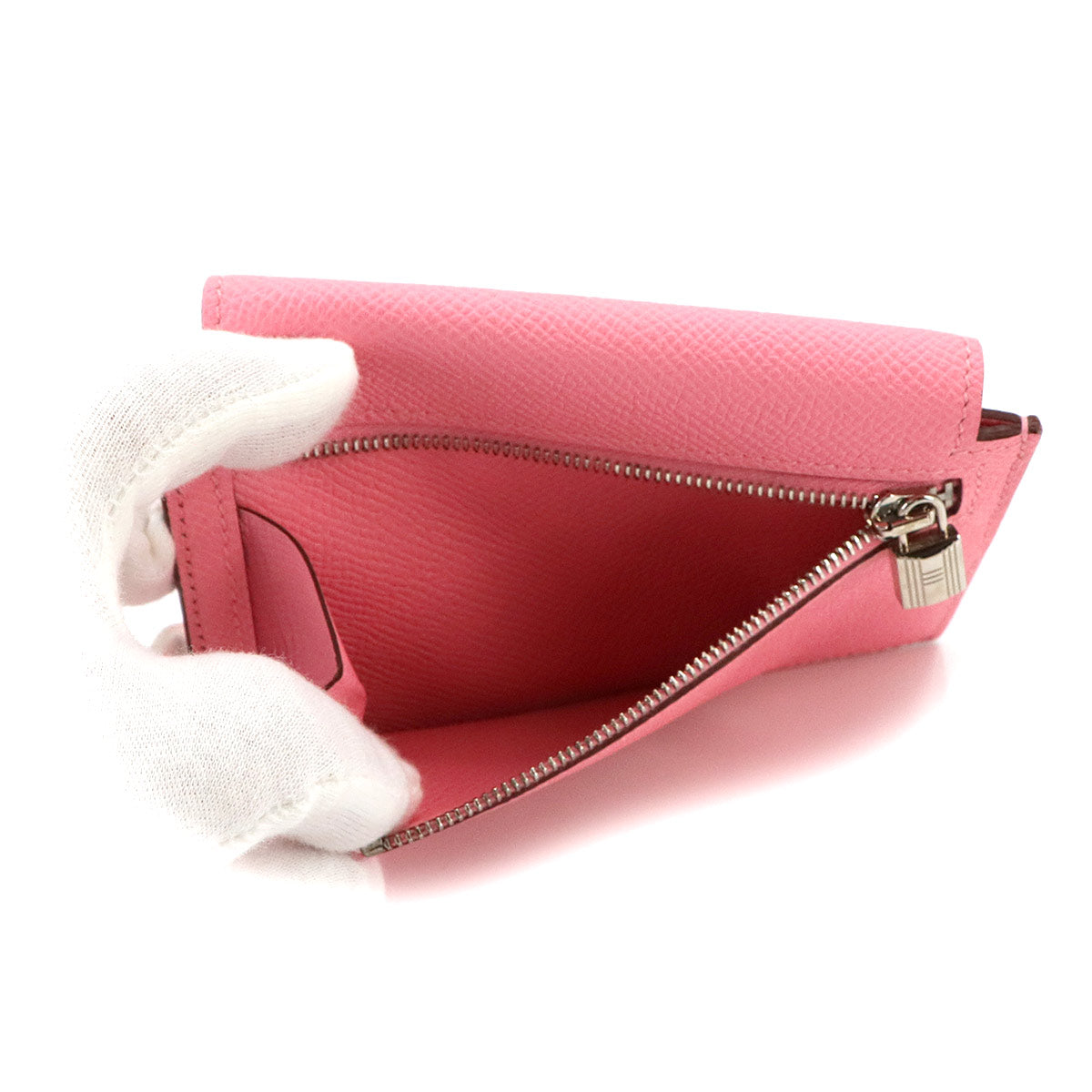Kelly Pocket Compact Coin Case Purse Veau Epsom Rose Confetti