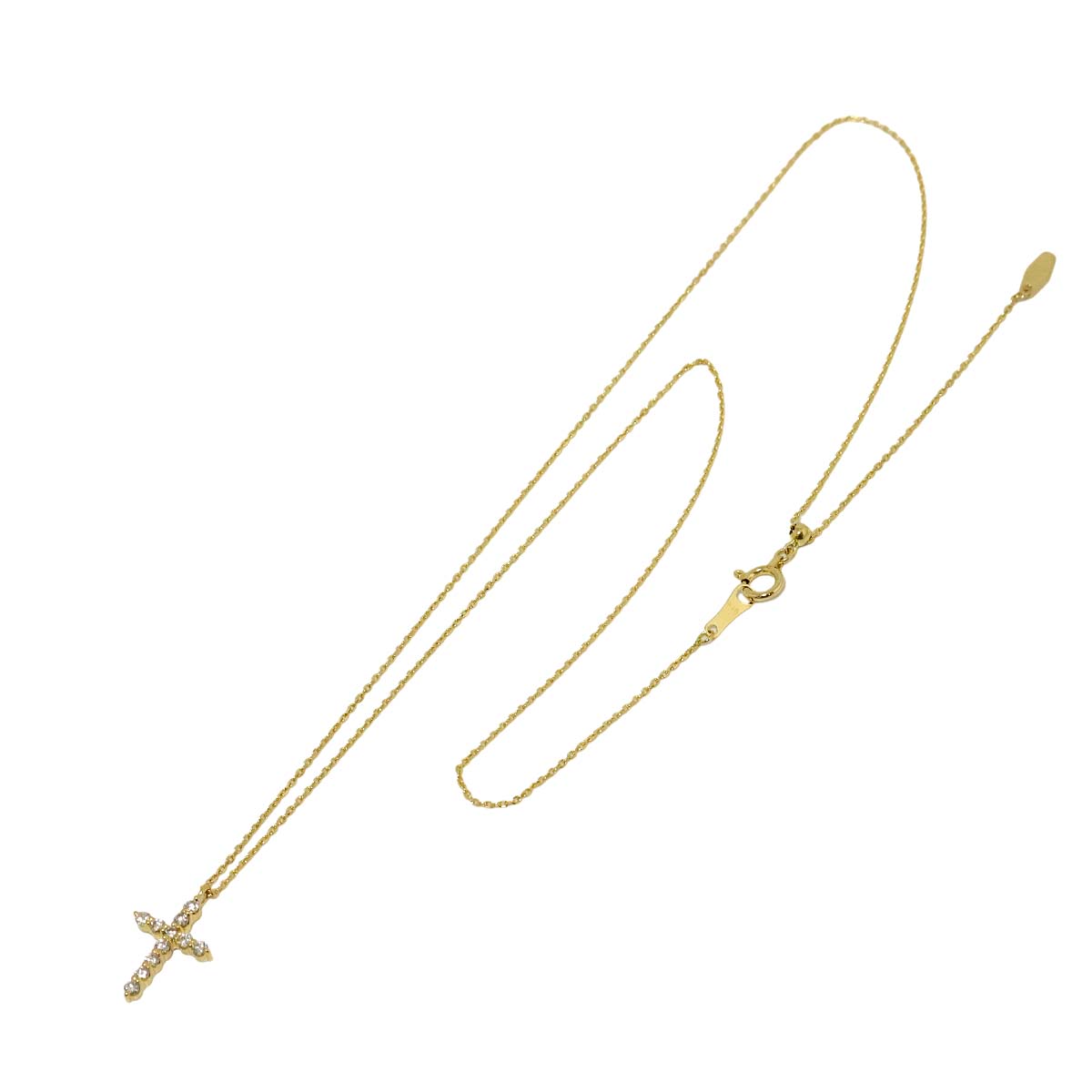 Cross Motif Diamond 0.20ct Necklace 18K Yellow Gold 750