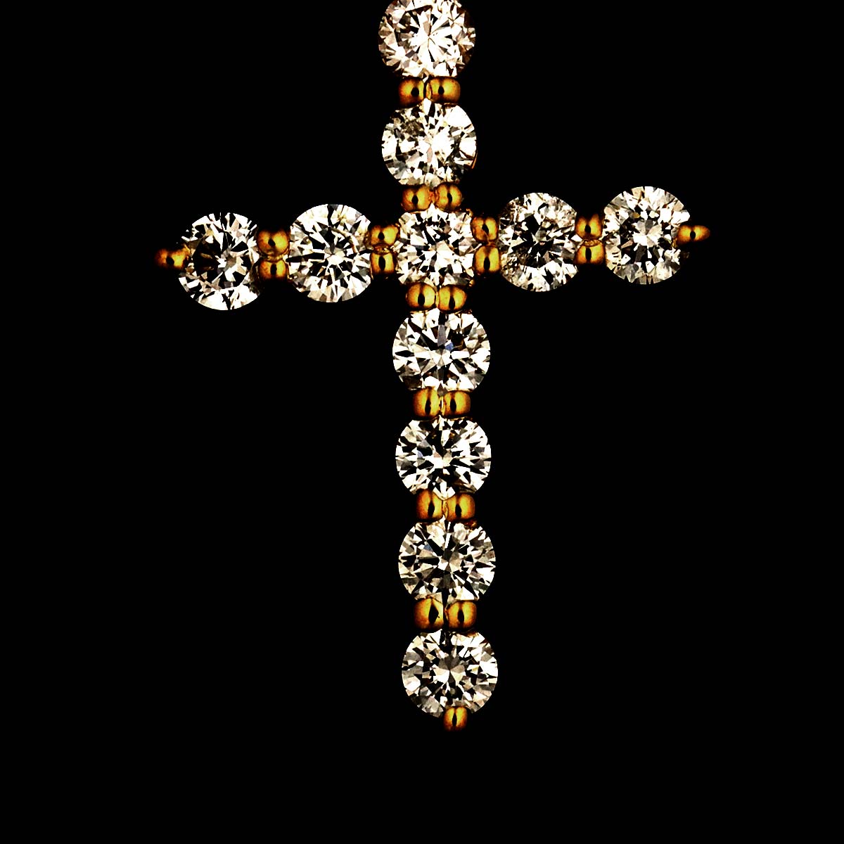 Cross Motif Diamond 0.20ct Necklace 18K Yellow Gold 750