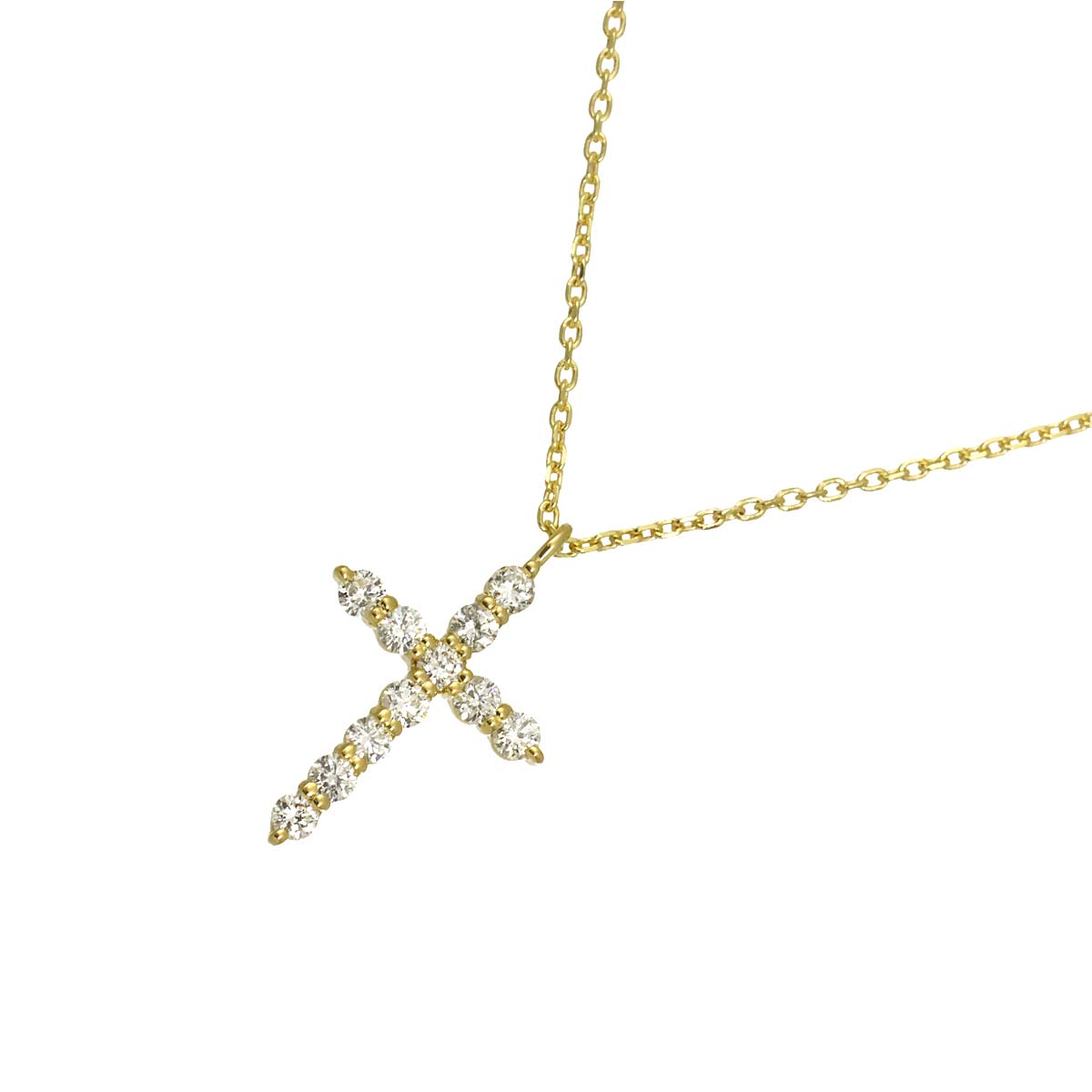 Cross Motif Diamond 0.20ct Necklace 18K Yellow Gold 750