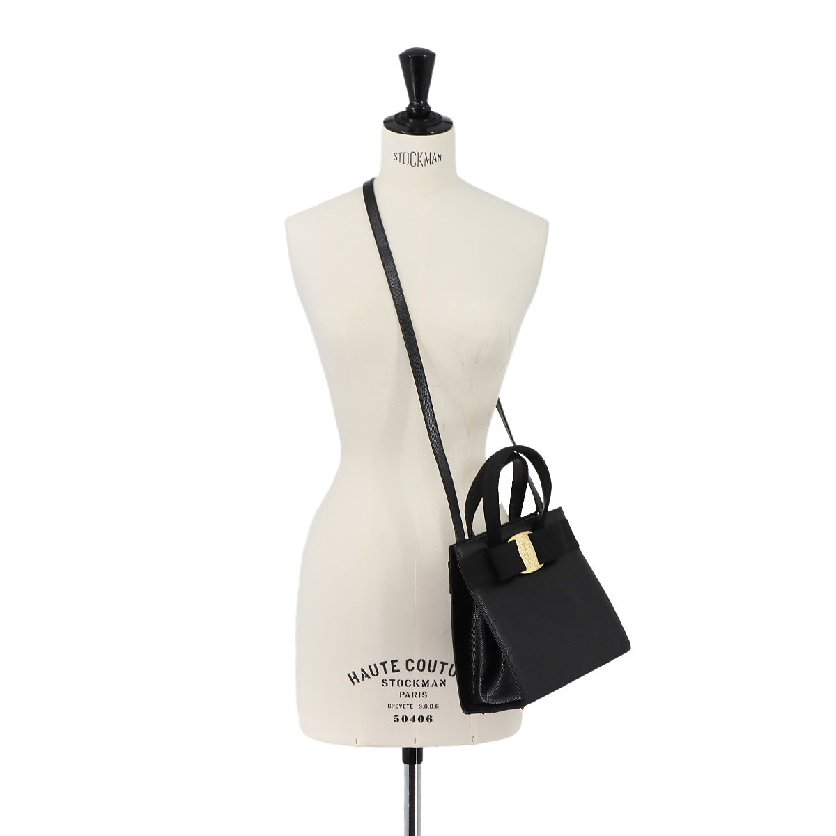 Vara 2way Hand Shoulder Bag Leather Black Purse