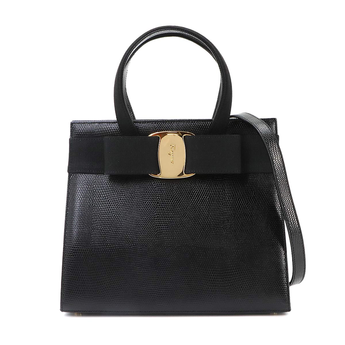 Vara 2way Hand Shoulder Bag Leather Black Purse