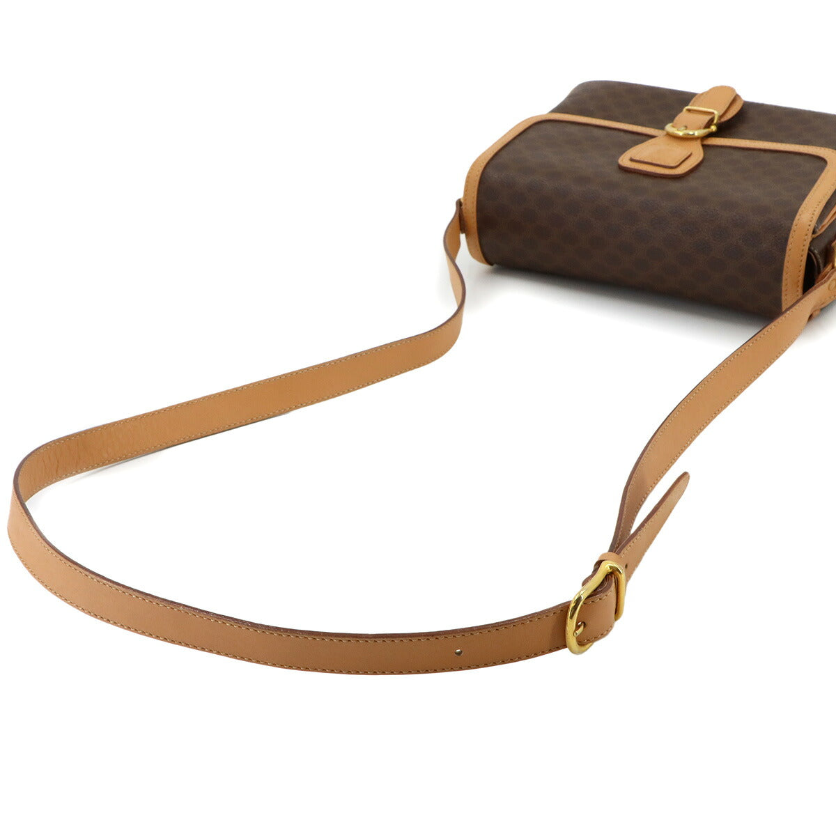 Macadam Shoulder Bag Leather PVC Brown Vintage Purse