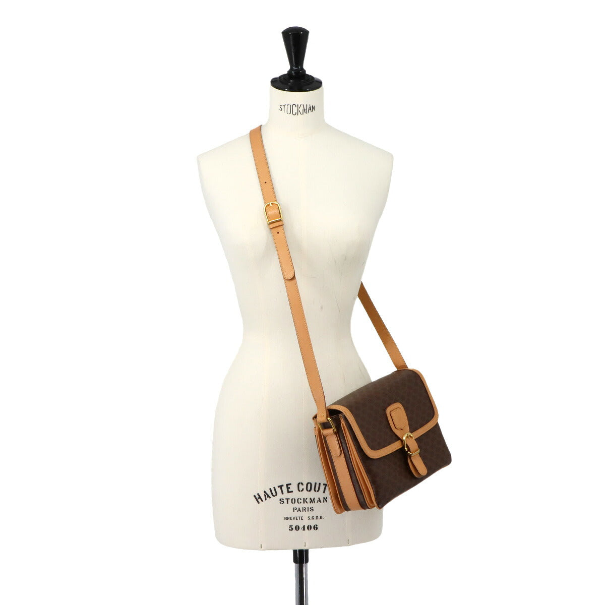 Macadam Shoulder Bag Leather PVC Brown Vintage Purse