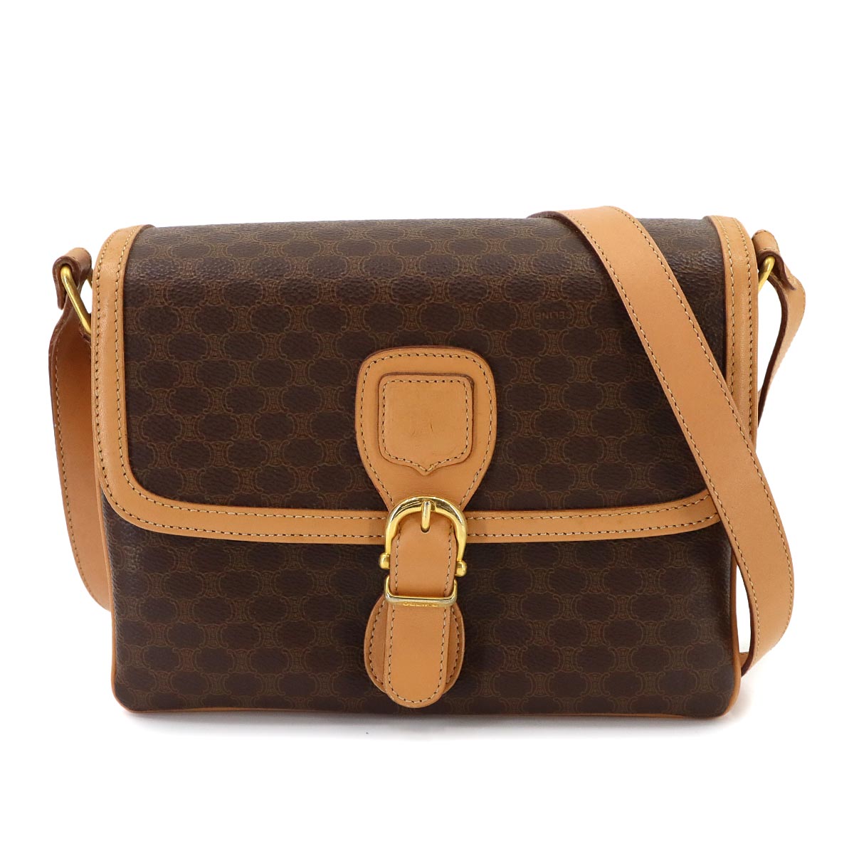Macadam Shoulder Bag Leather PVC Brown Vintage Purse