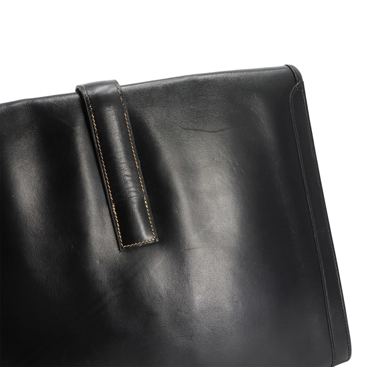Jige GM Clutch Bag Box Calf Leather Black Purse
