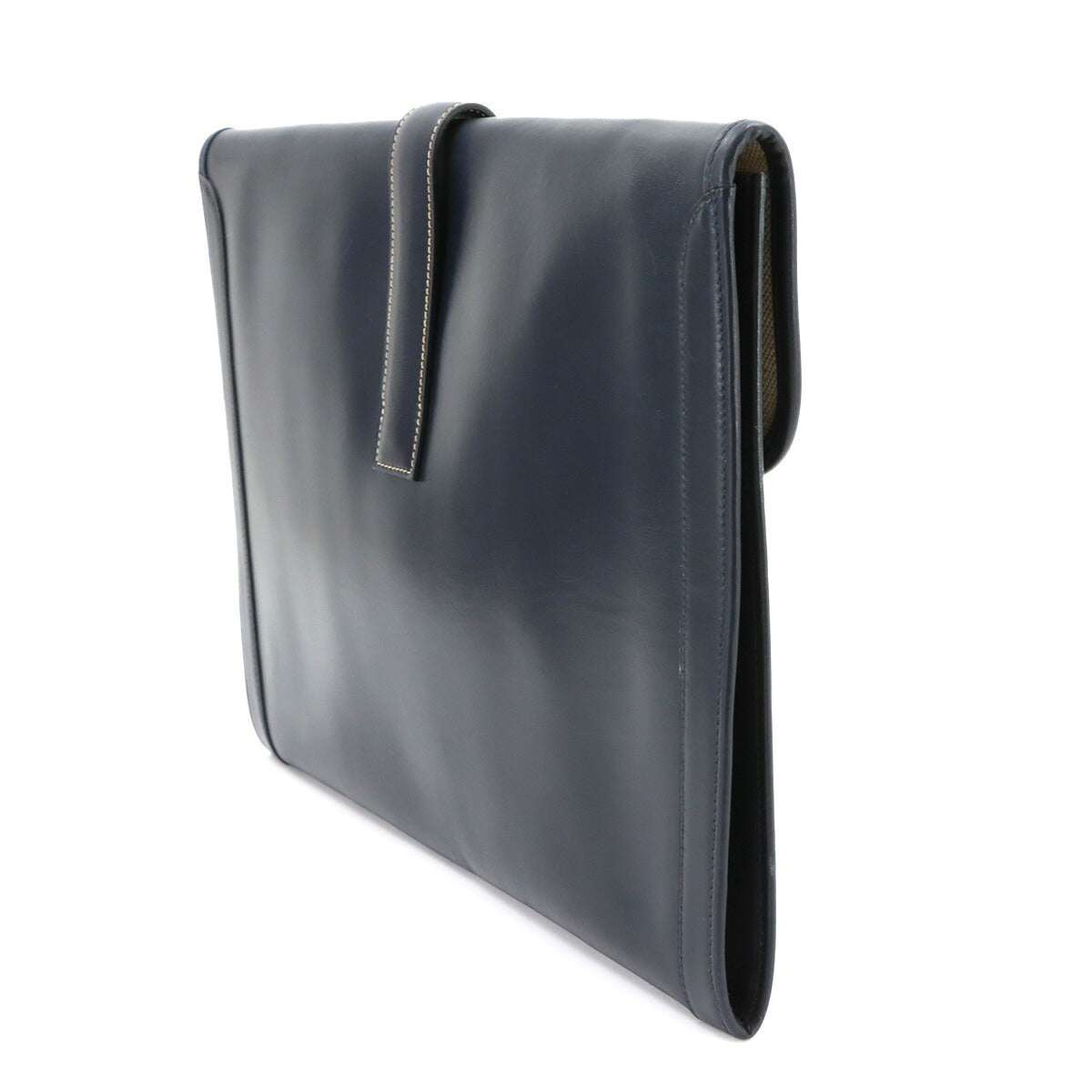 Jige GM Clutch Bag Box Calf Leather Navy Purse