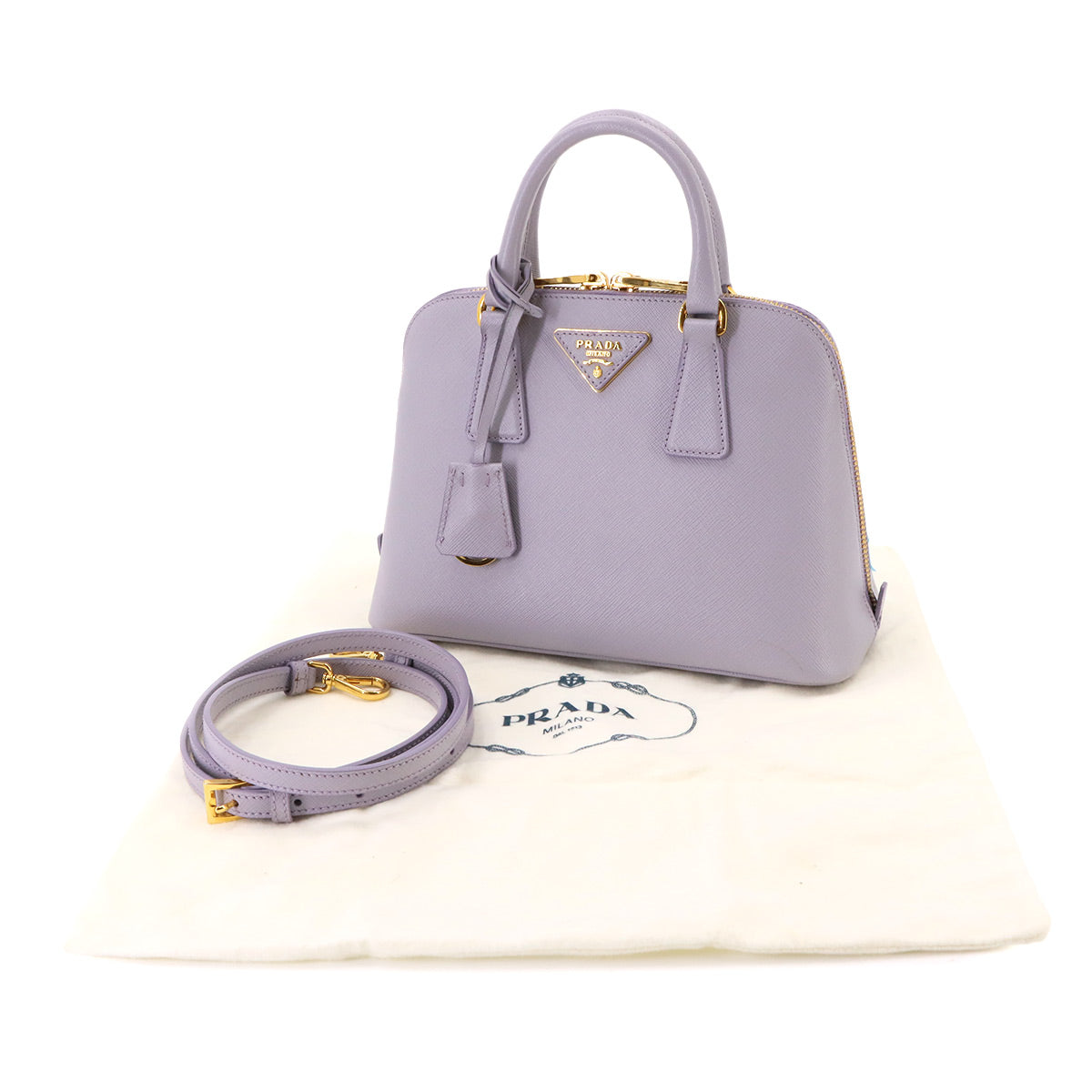2way Hand Shoulder Bag Saffiano Leather Purple 1BA838