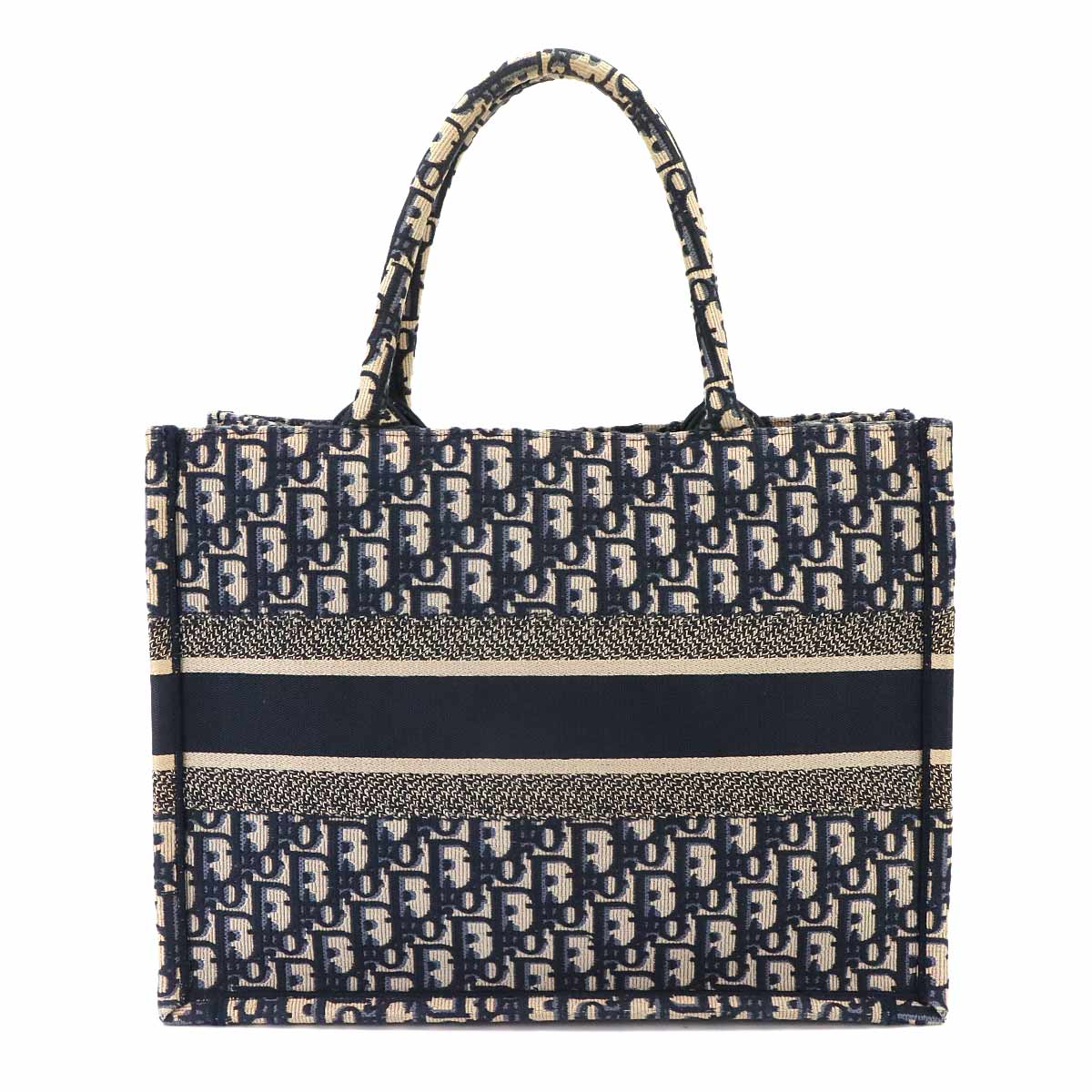 Oblique Book Tote Medium Bag Canvas Navy M1296ZRIW