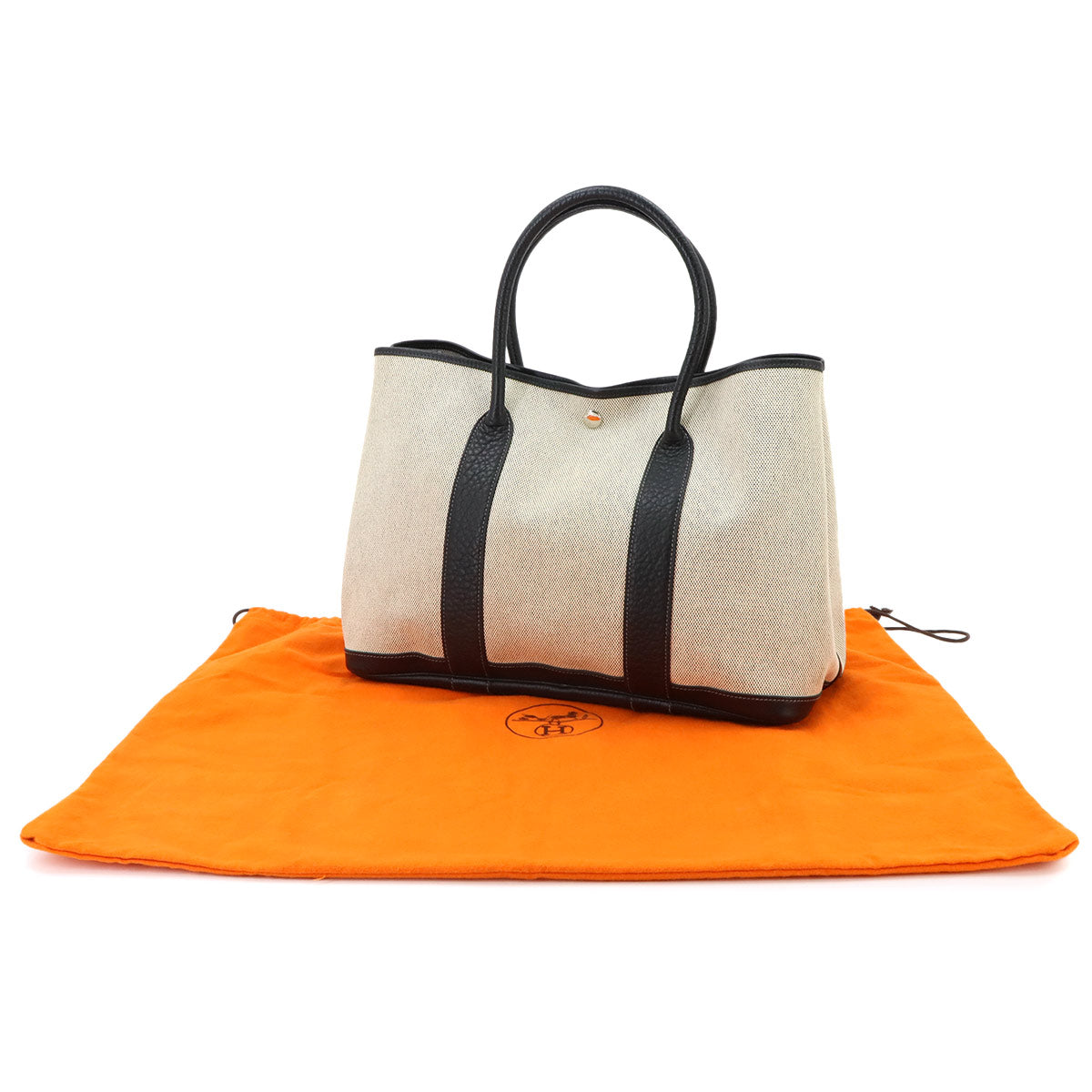 Garden Party PM Tote Bag Toile H Leather Black Gray
