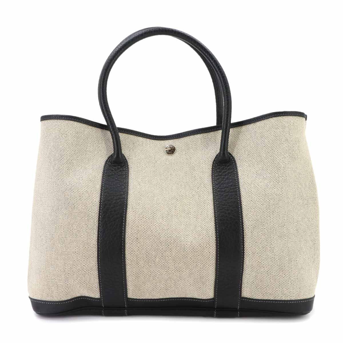Garden Party PM Tote Bag Toile H Leather Black Gray