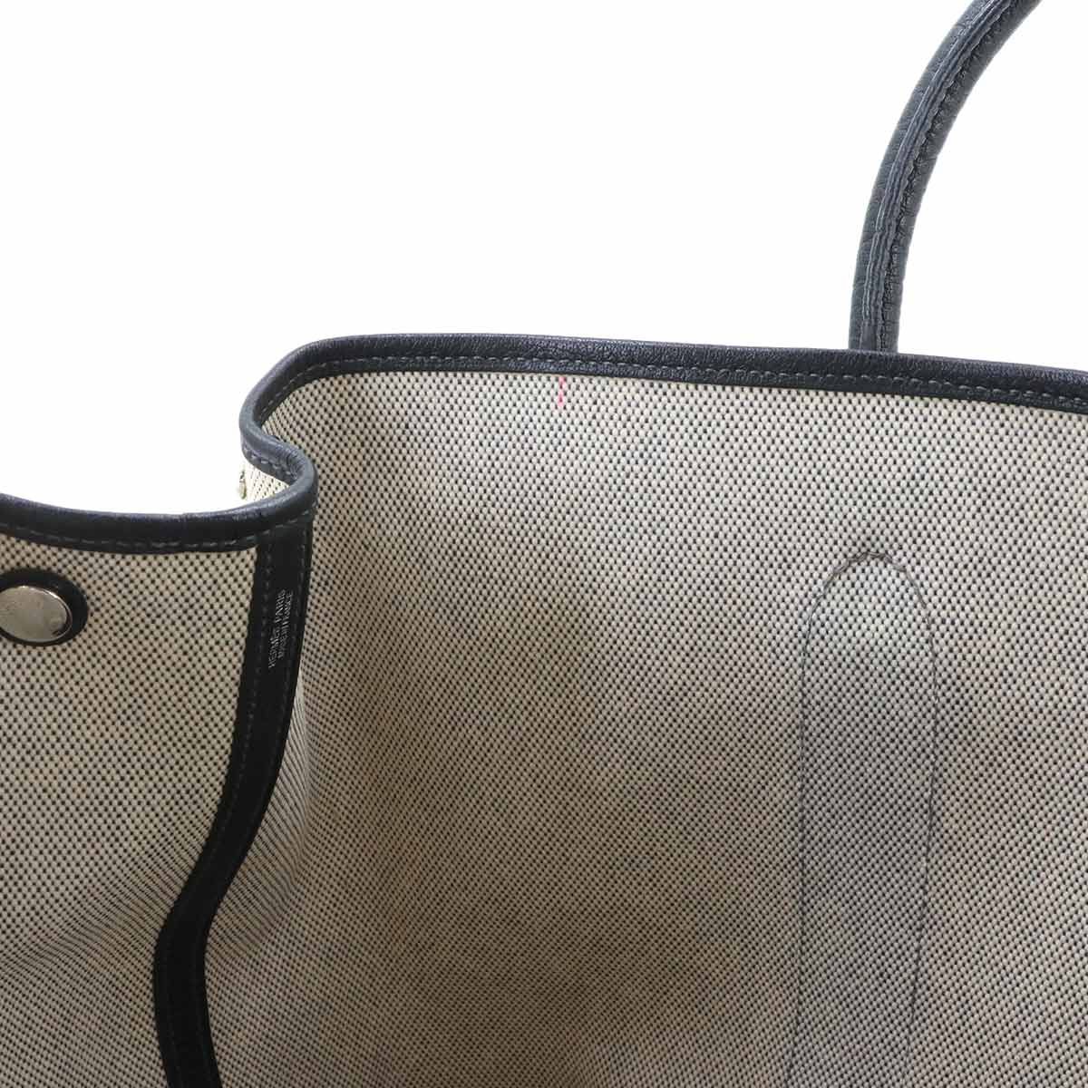 Garden Party PM Tote Bag Toile H Leather Black Gray