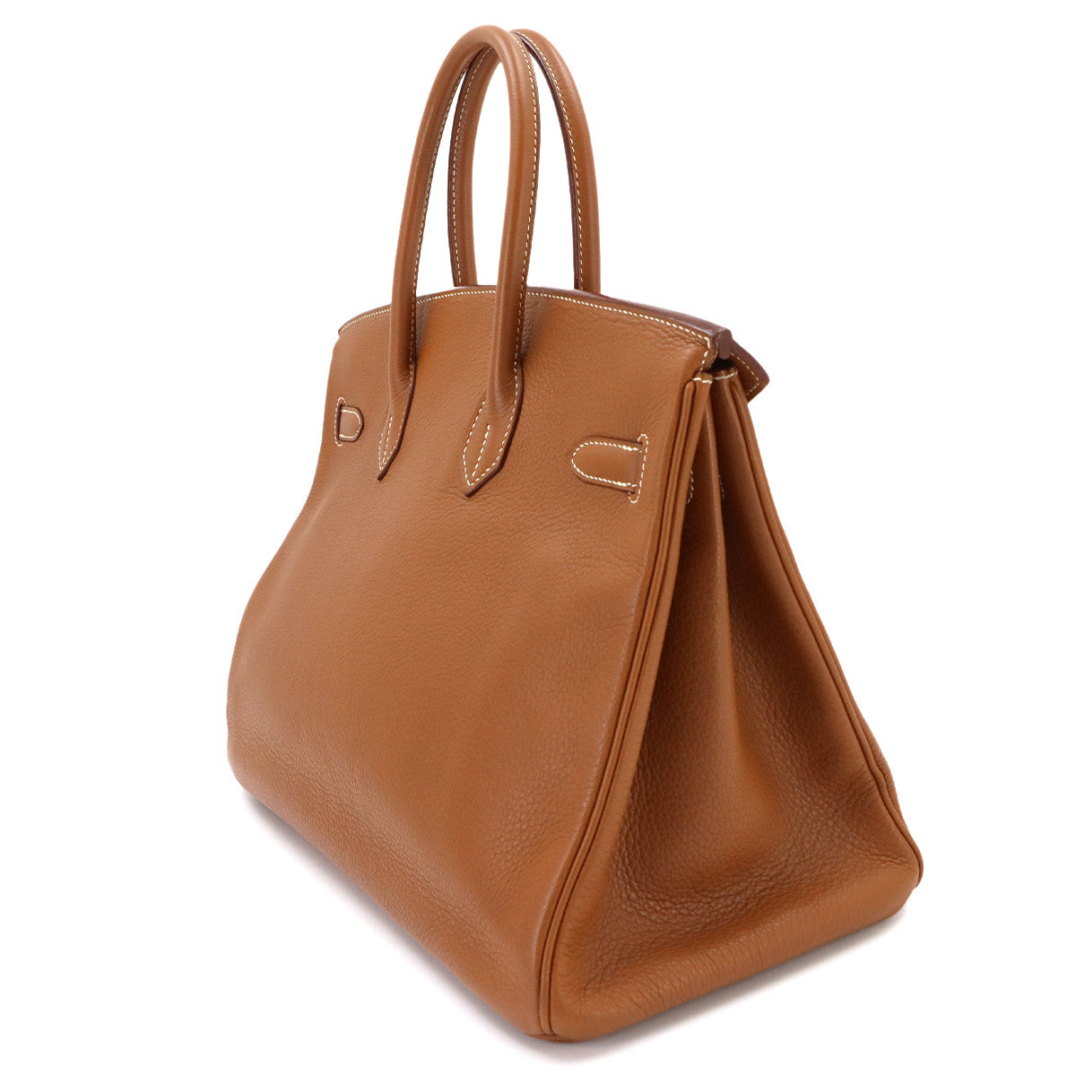 Birkin 35 Togo Gold Hand Bag Purse Brown Leather