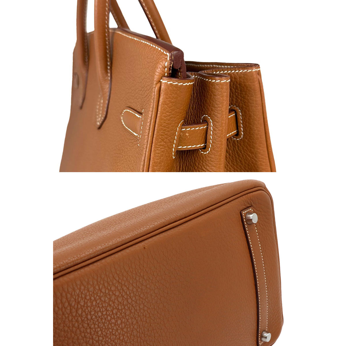 Birkin 35 Togo Gold Hand Bag Purse Brown Leather