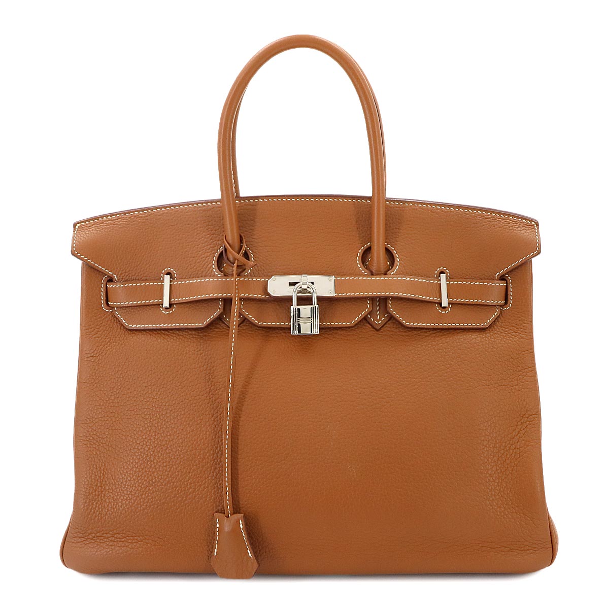 Birkin 35 Togo Gold Hand Bag Purse Brown Leather
