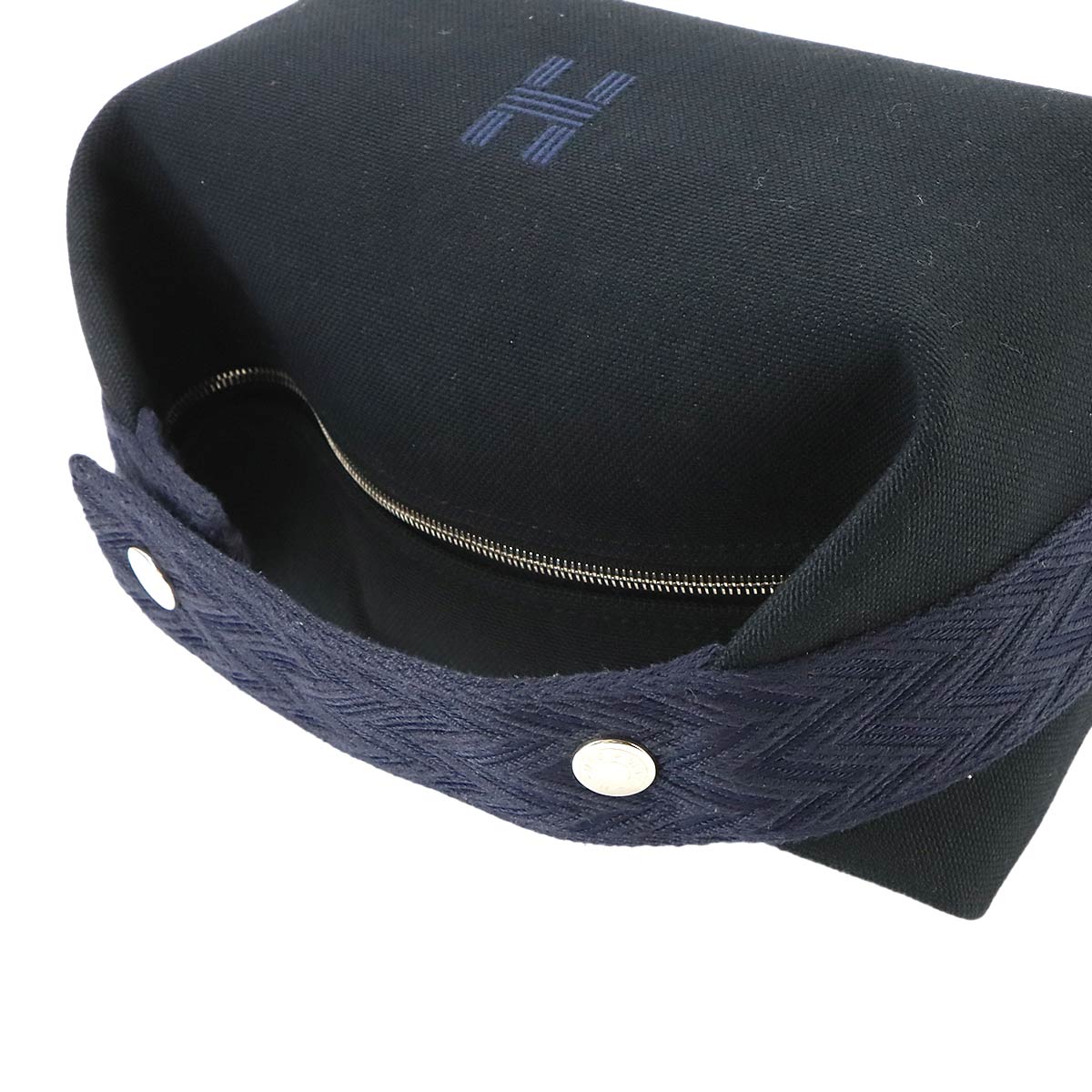 Bride a Brac PM Hand Bag Toile H Black Navy Pouch