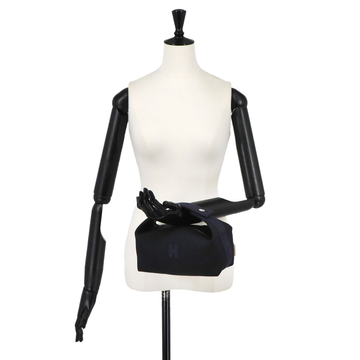 Bride a Brac PM Hand Bag Toile H Black Navy Pouch