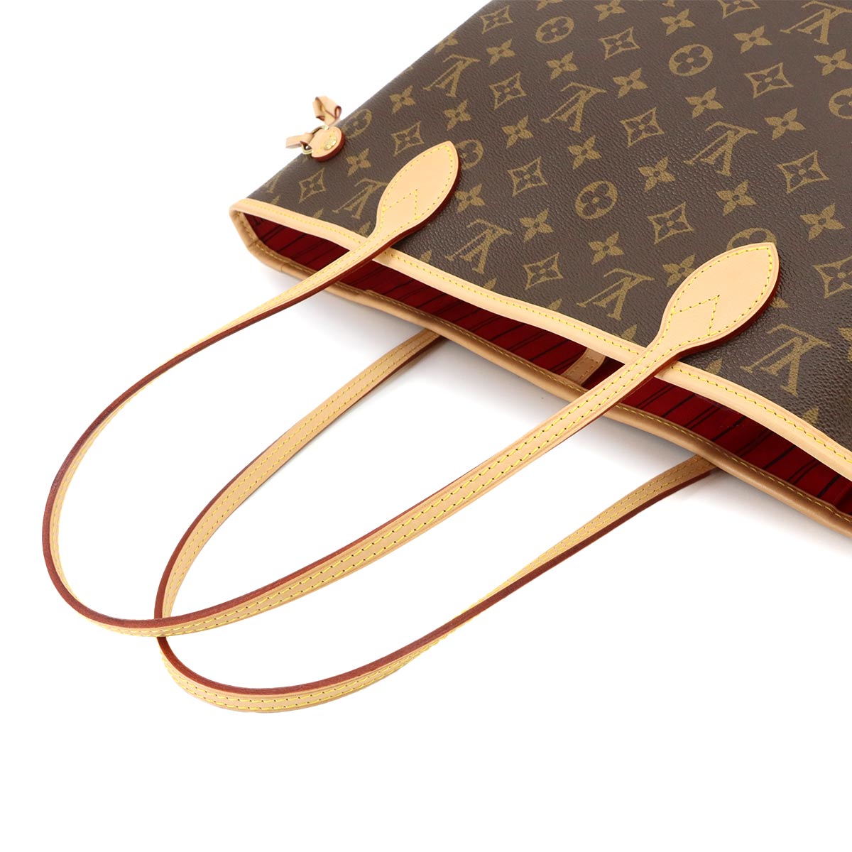 Monogram Neverfull MM Tote Bag Brown Cerise M46987