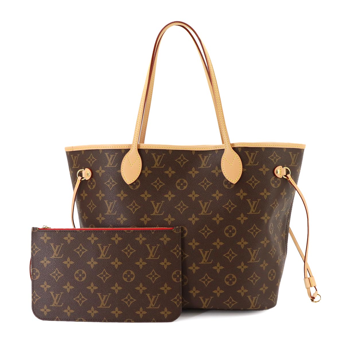 Monogram Neverfull MM Tote Bag Brown Cerise M46987
