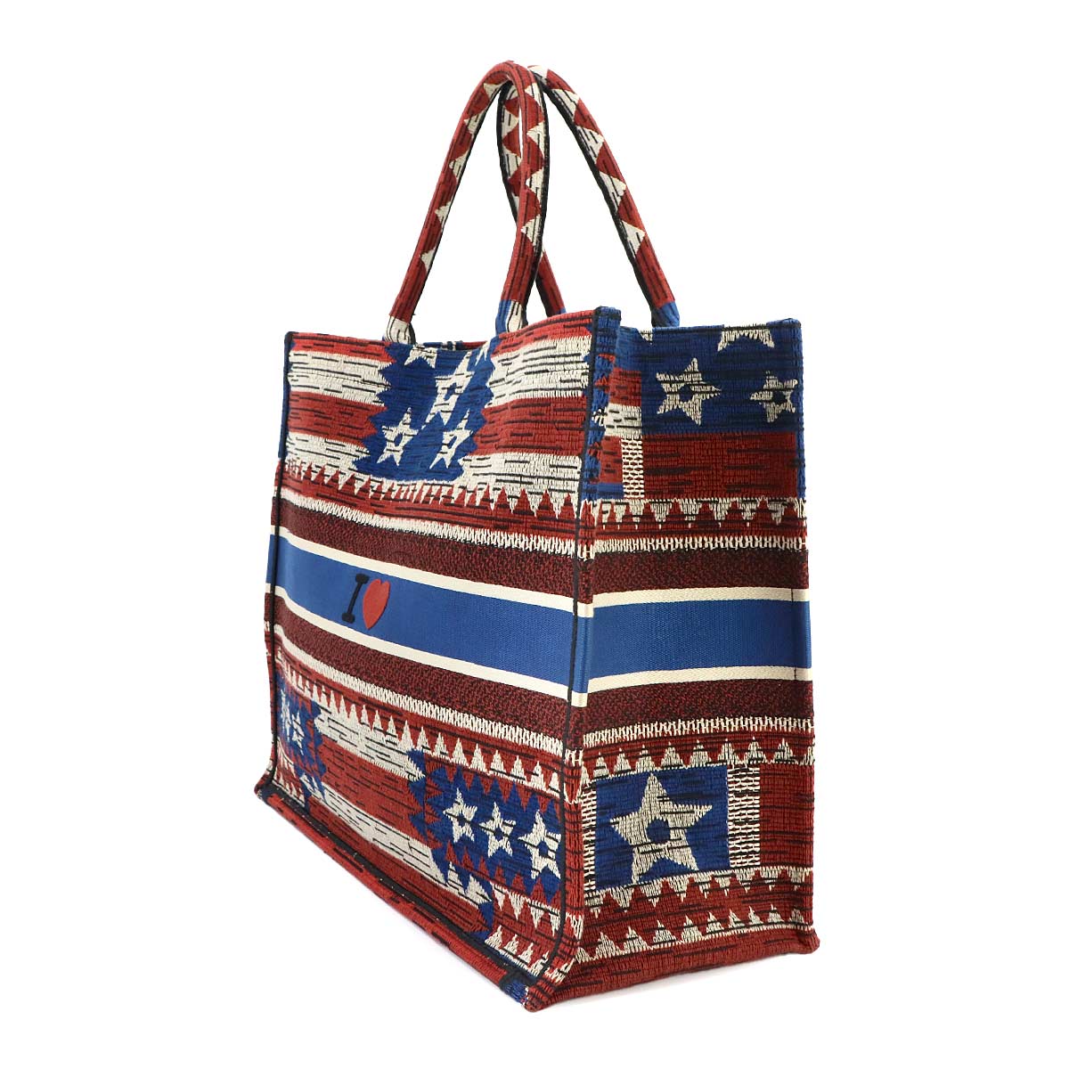 American Flag Book Tote Large Bag Canvas Multicolor