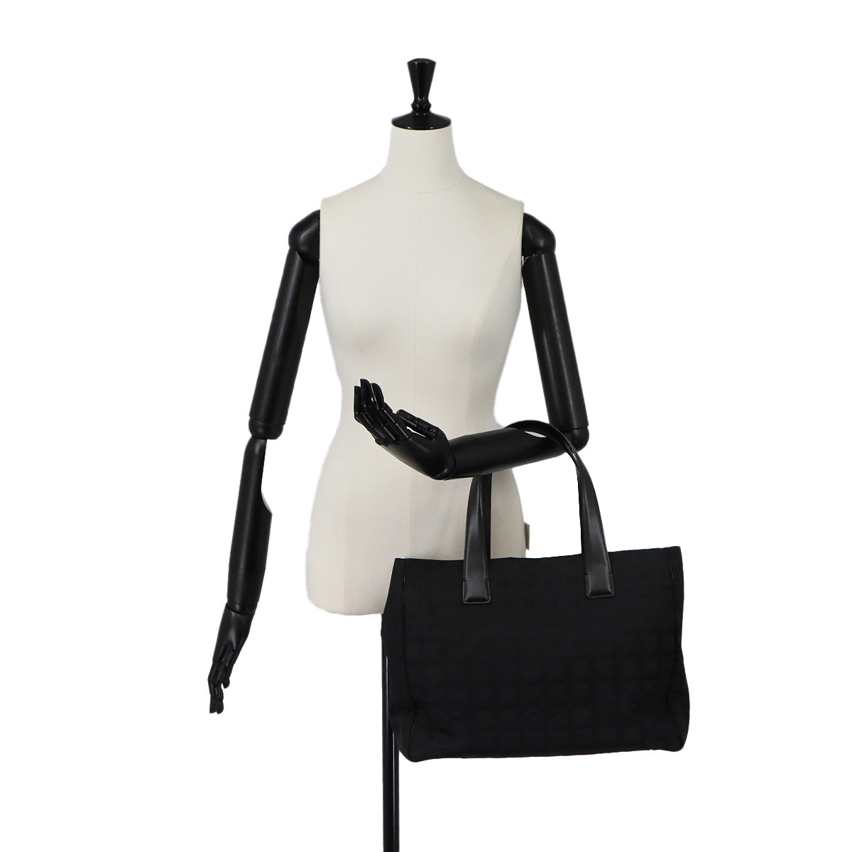 New Travel Line Tote MM Bag Nylon Jacquard Leather Black A15991