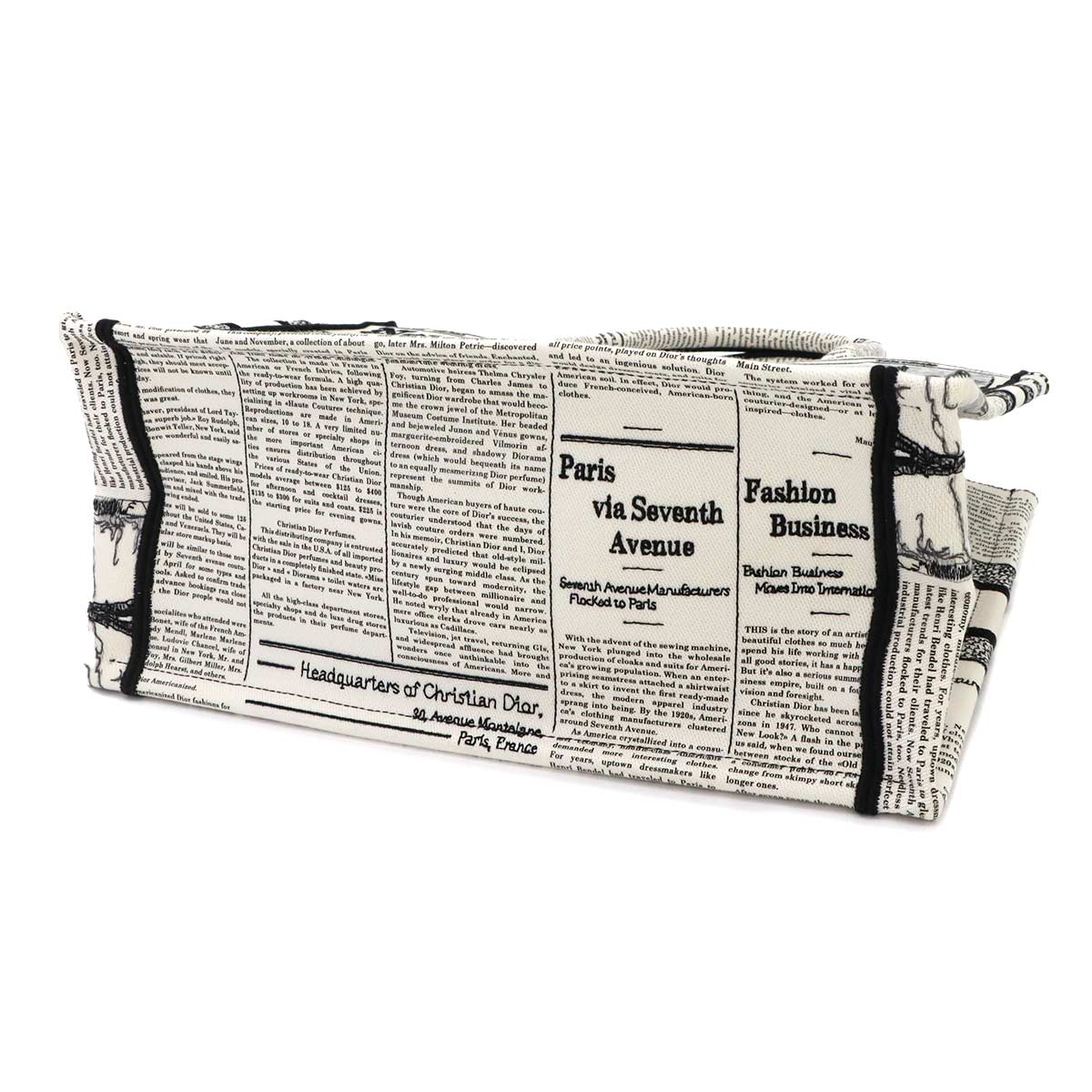 Book Tote Bag Medium Canvas White Black News paper