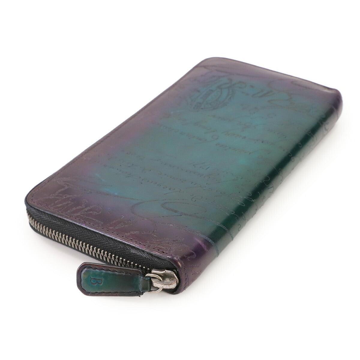 Calligraphy Itauba Long Wallet Venezia Leather Blue Purse