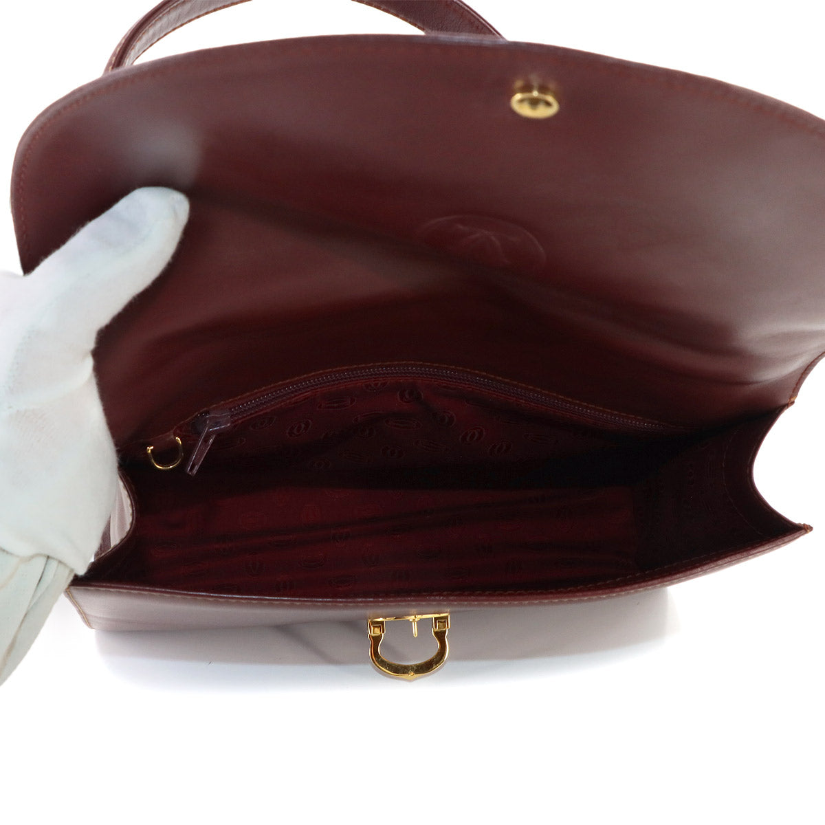 Must Line Hand Bag Leather Bordeaux Purse