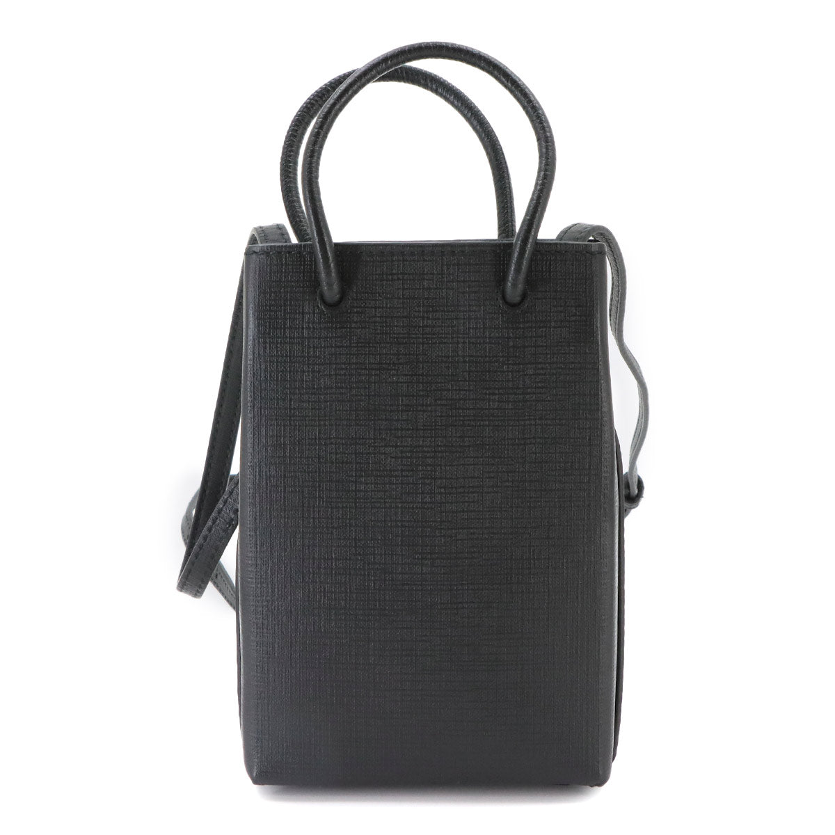 Shopping Phone Holder Shoulder Bag Leather Black 593826