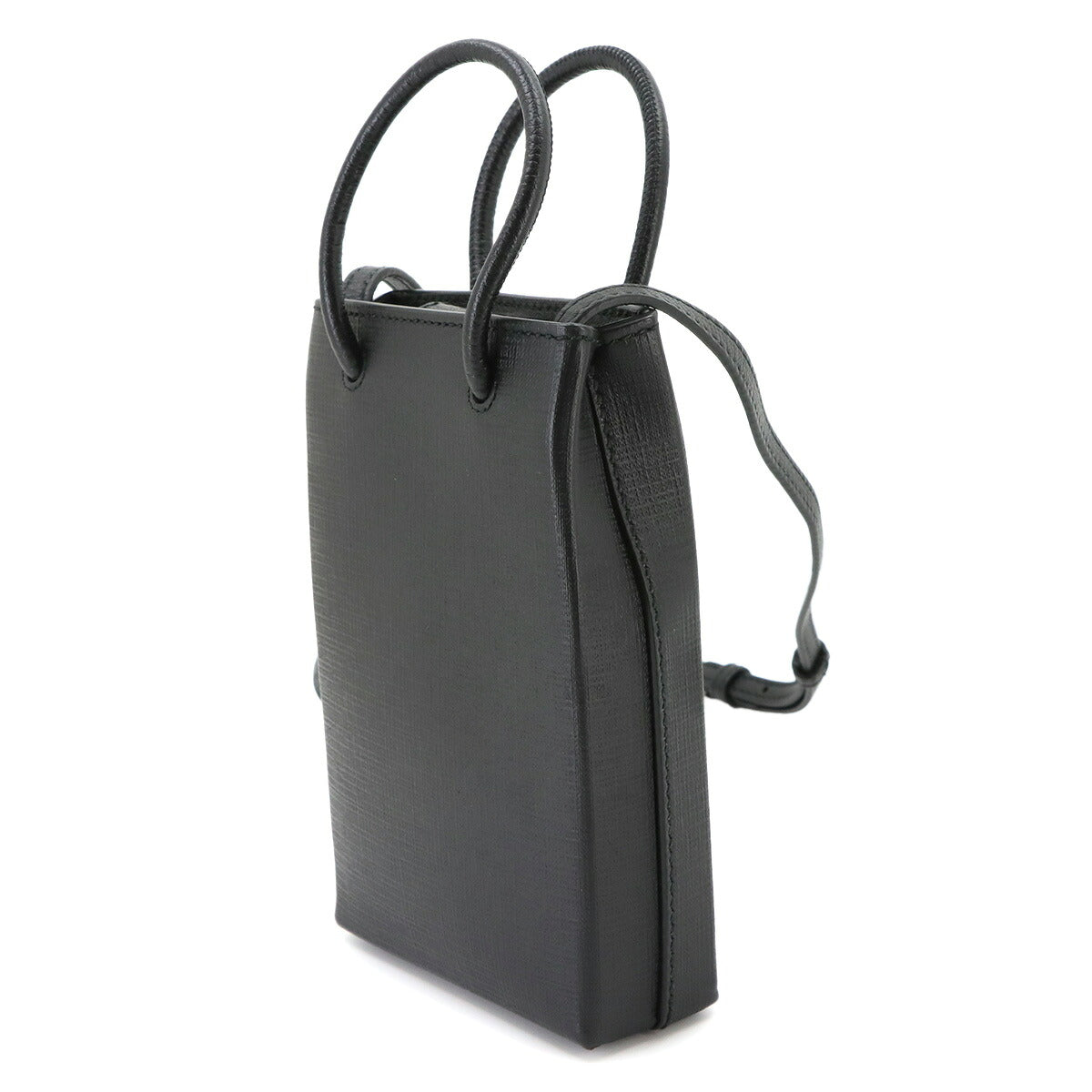 Shopping Phone Holder Shoulder Bag Leather Black 593826