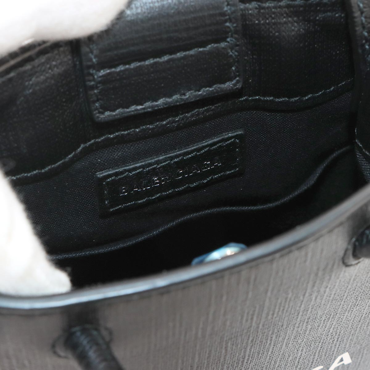 Shopping Phone Holder Shoulder Bag Leather Black 593826