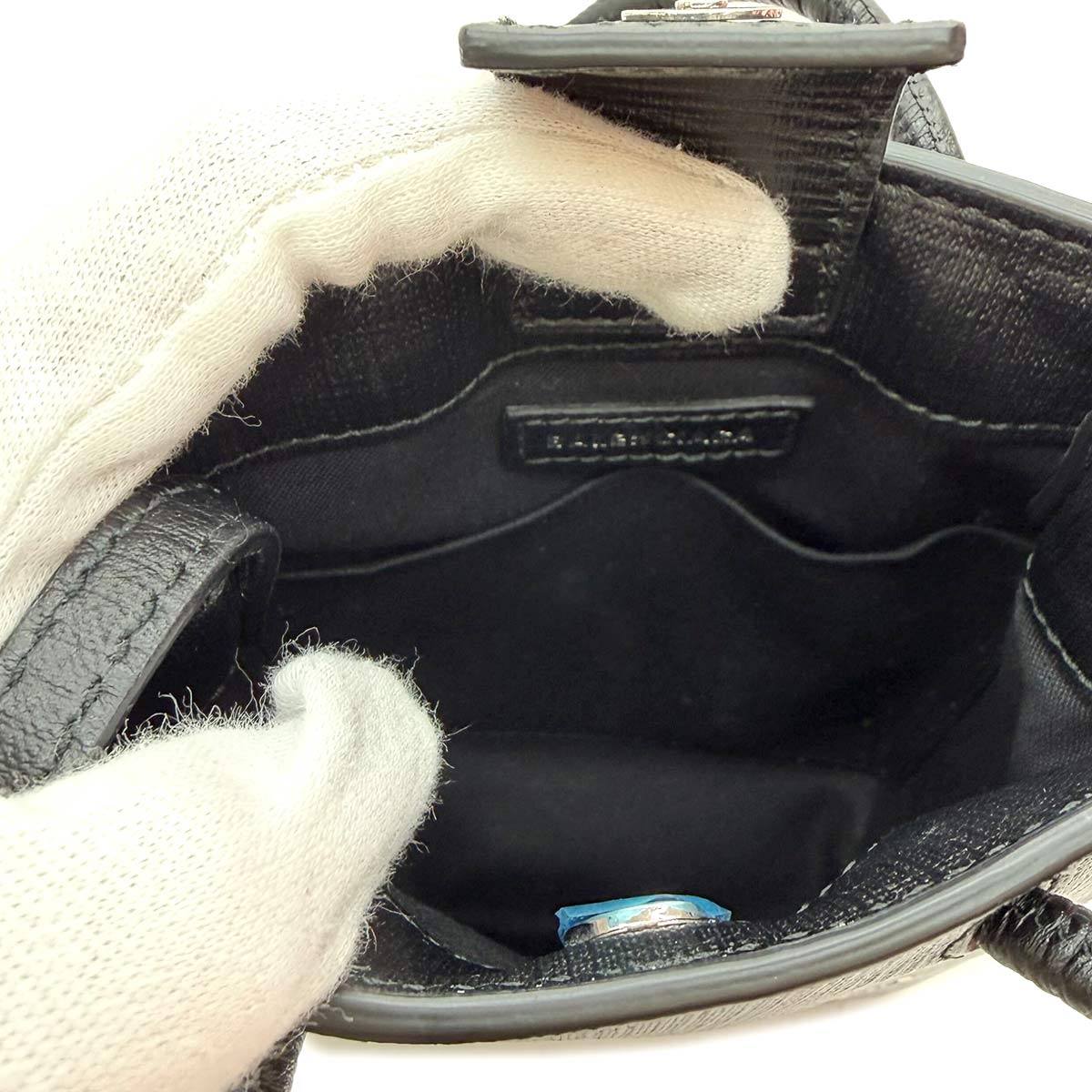 Shopping Phone Holder Shoulder Bag Leather Black 593826