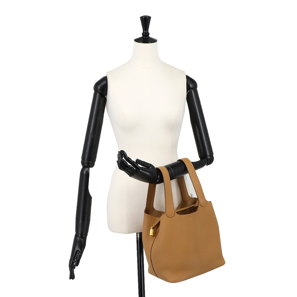 Picotin Lock MM Hand Bag Taurillon Clemence Biscuit Purse