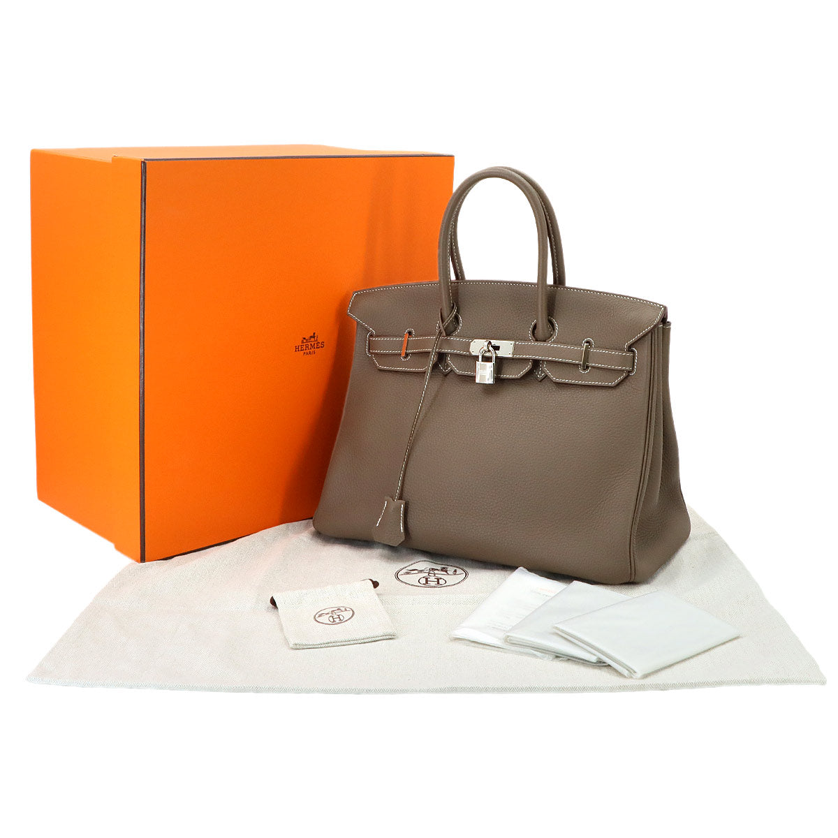 Birkin 35 Togo Etoupe Hand Bag Purse Beige