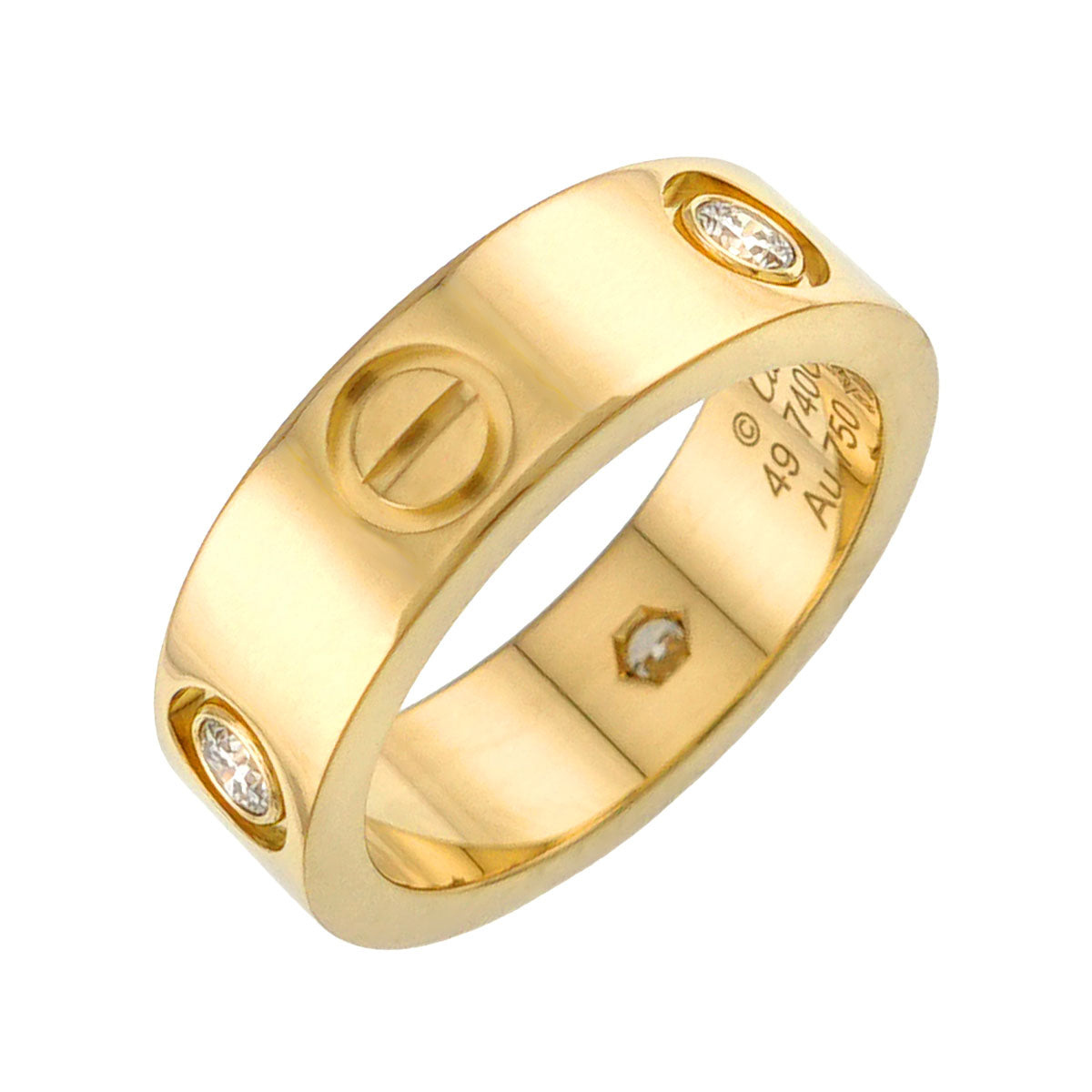 Love Ring Half Diamond 18K YG 750 size49 4.5-4.75(US)