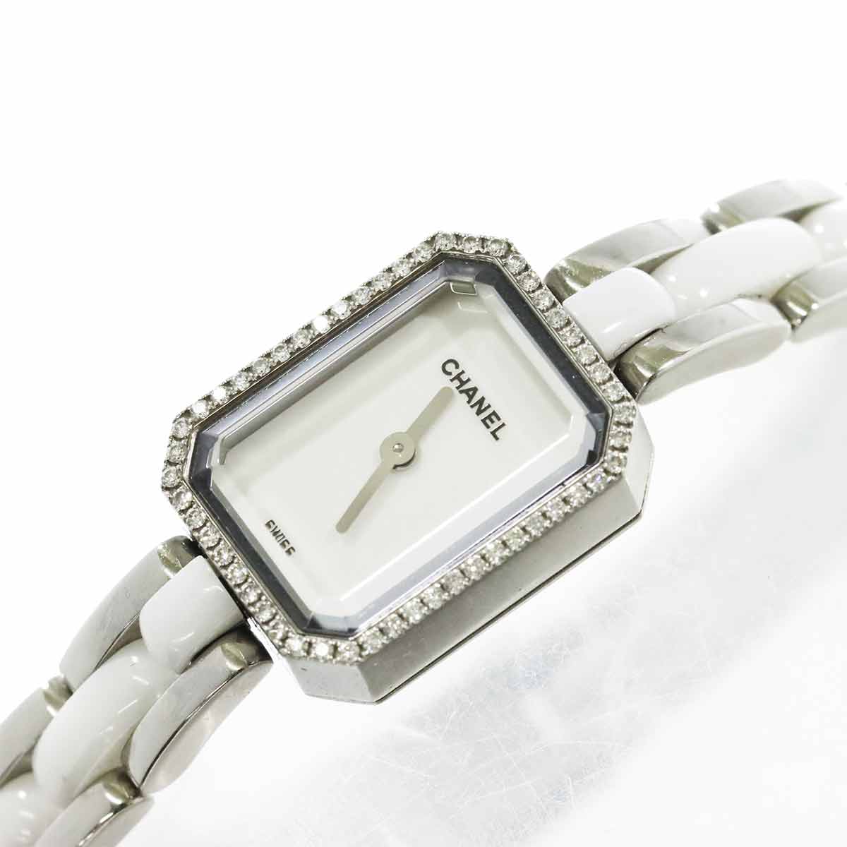 Premiere H2132 Diamond Bezel Ceramic Quartz White Dial Ladies