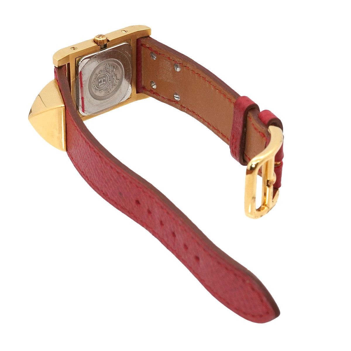 Medor Vintage pyramid Gold studs Quartz White Dial Ladies