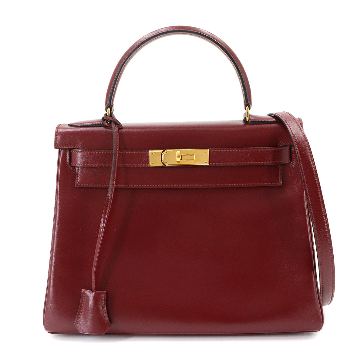 Kelly 28 2way Hand Shoulder Bag Box calf Rouge H Vintage