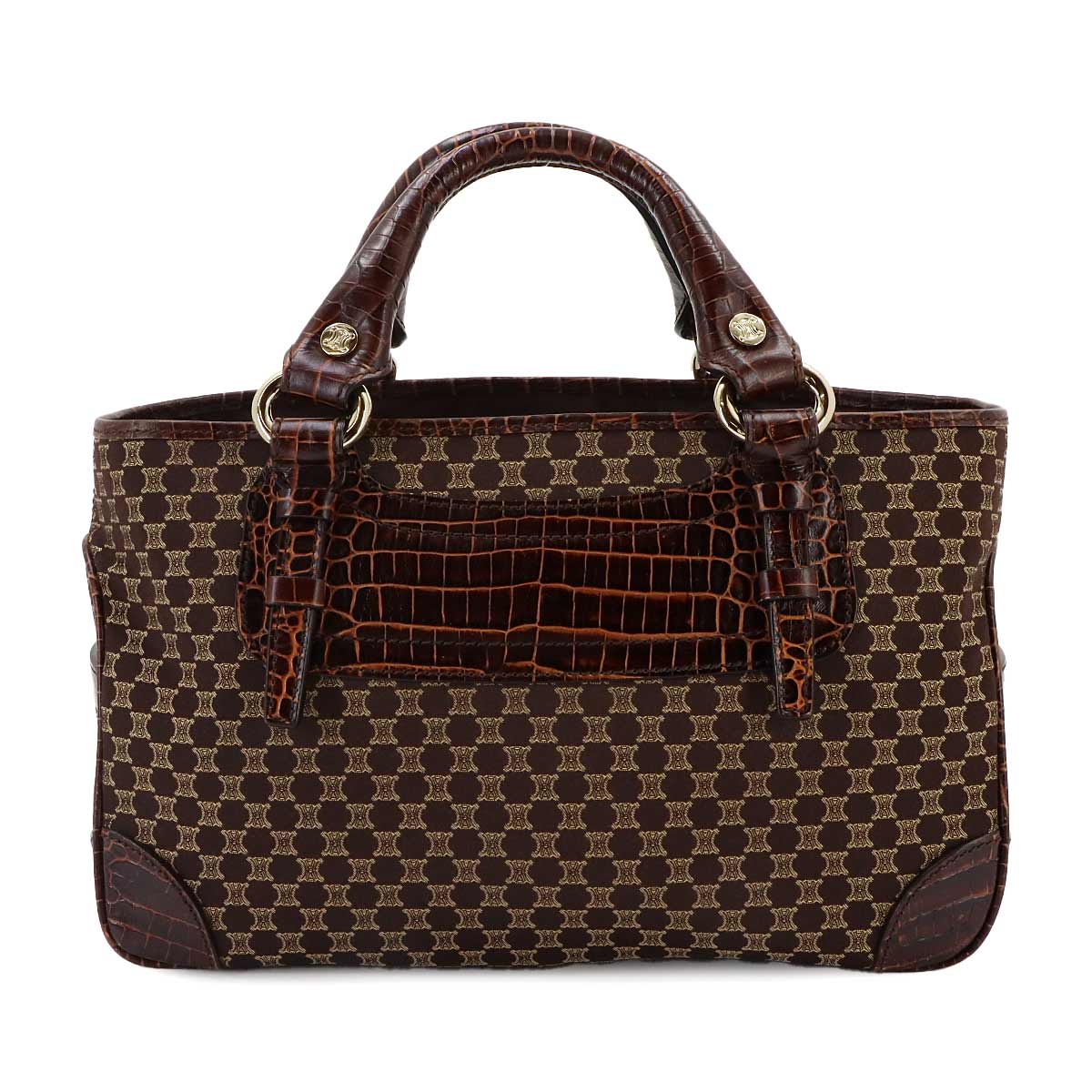 Macadam Boogie Hand Bag Canvas Leather Brown Vintage