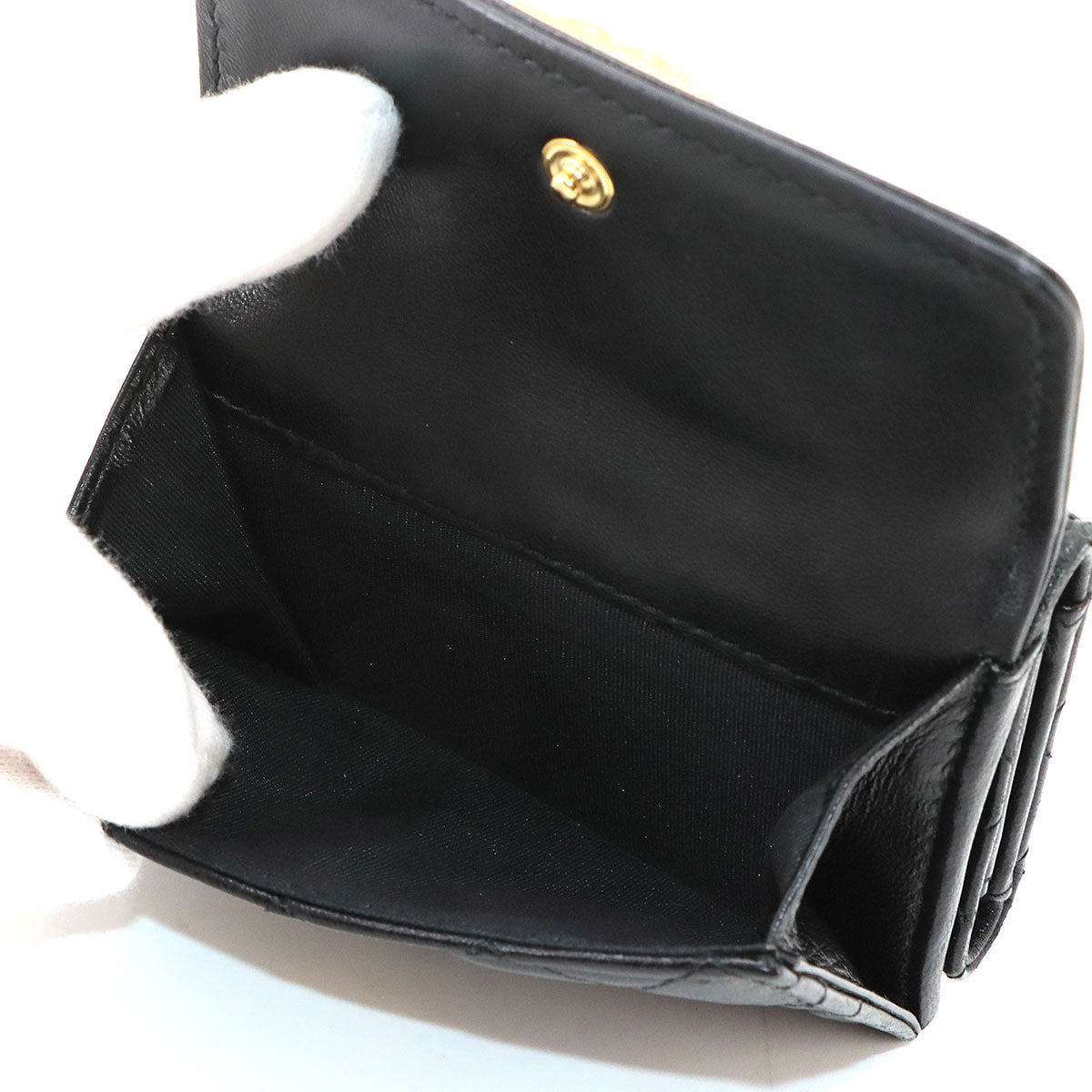 Boychanel Compact Wallet Leather Black A84432 Purse