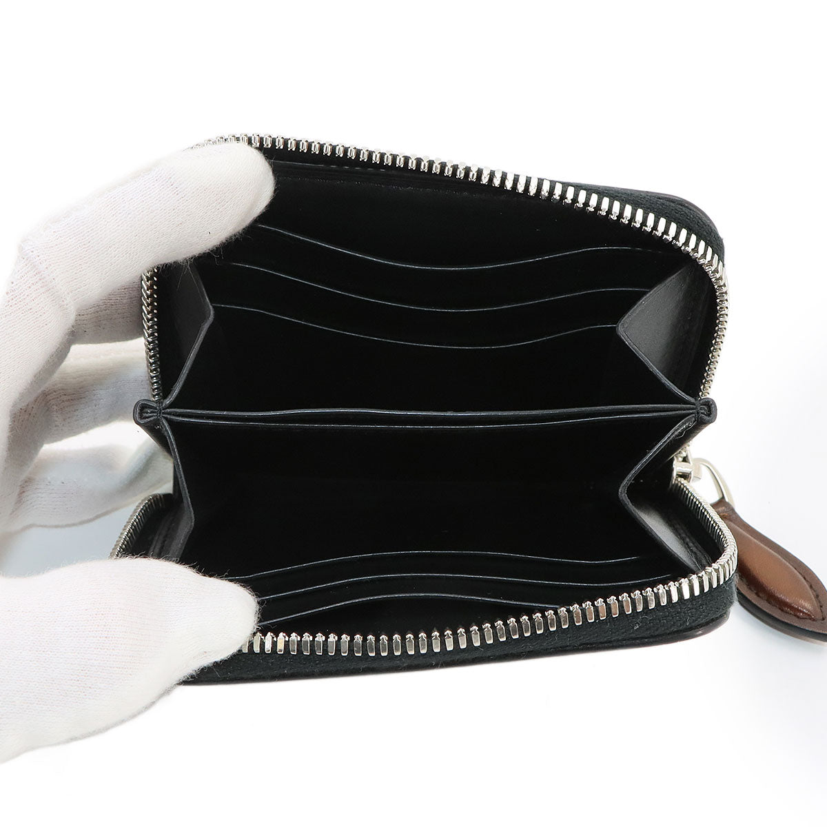 Calligraphy Wapa Coin Case Venetian Leather Brown Purse
