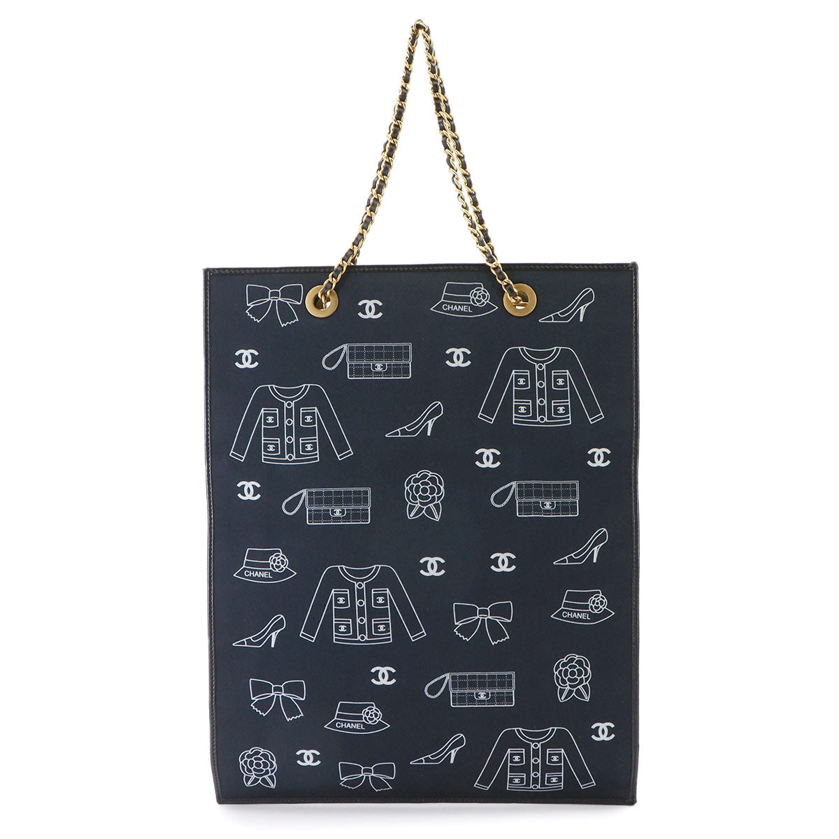 Icon Chain Tote Bag Canvas Navy Purse