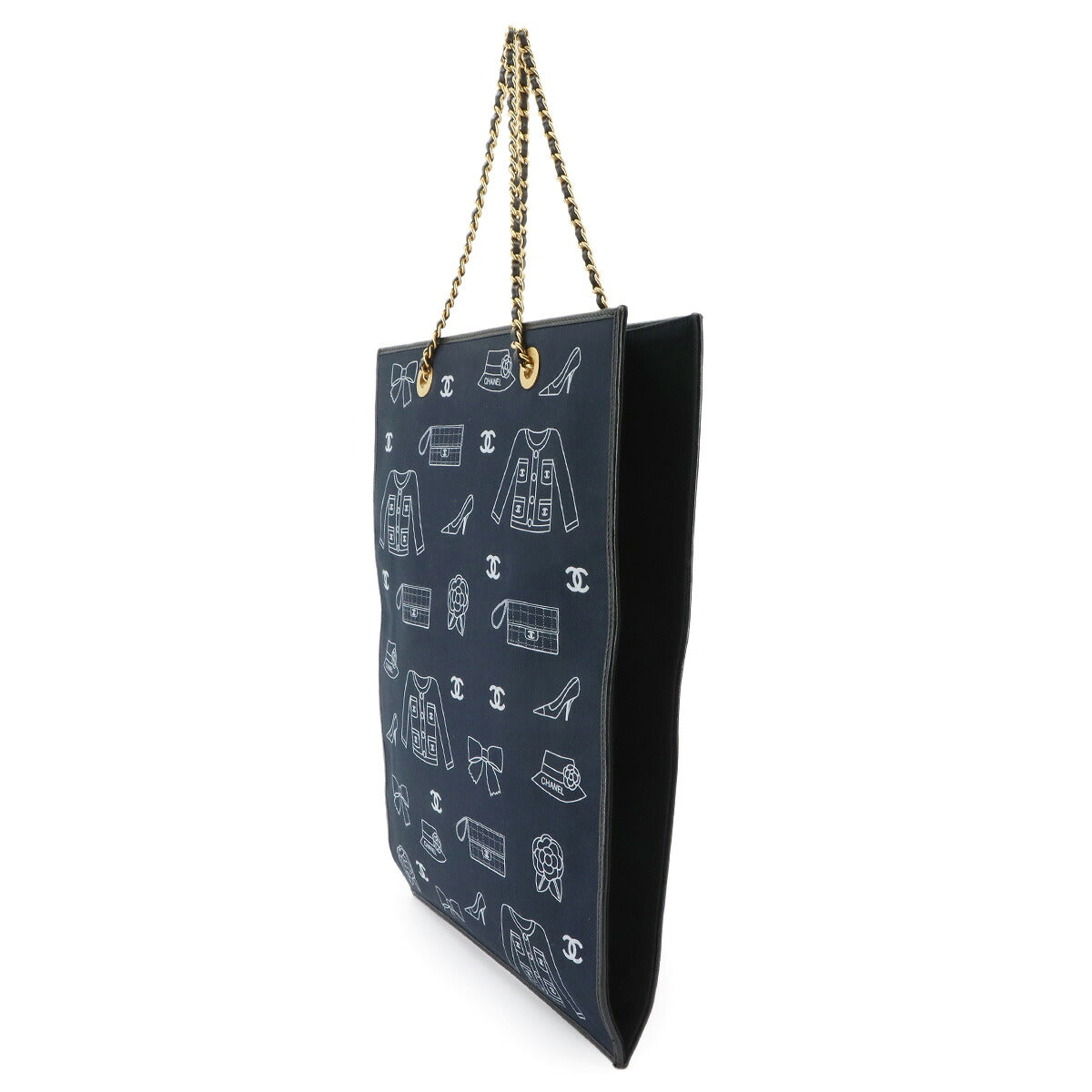 Icon Chain Tote Bag Canvas Navy Purse