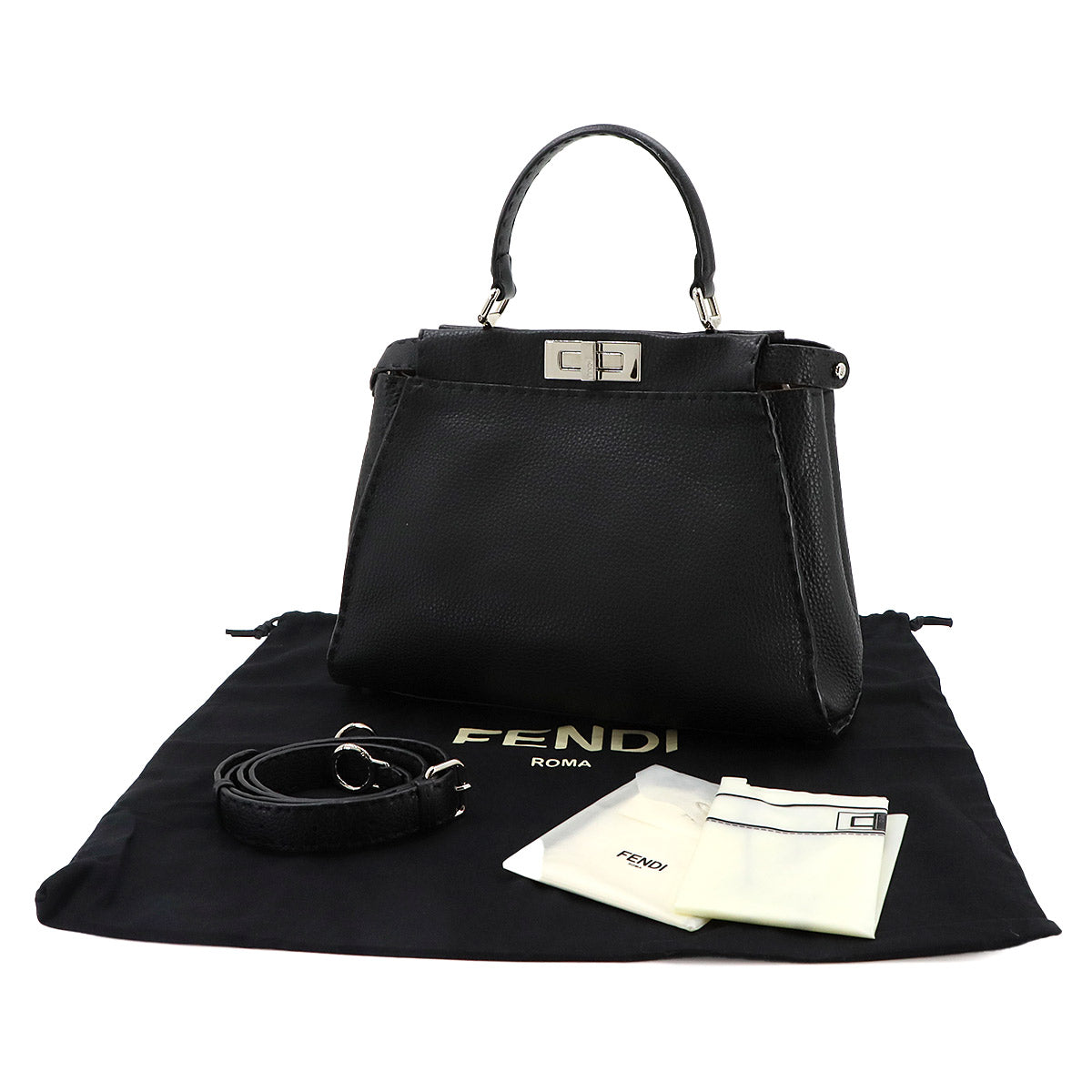 Selleria Peekaboo Regular Hand Shoulder Bag Leather Black 8BN290